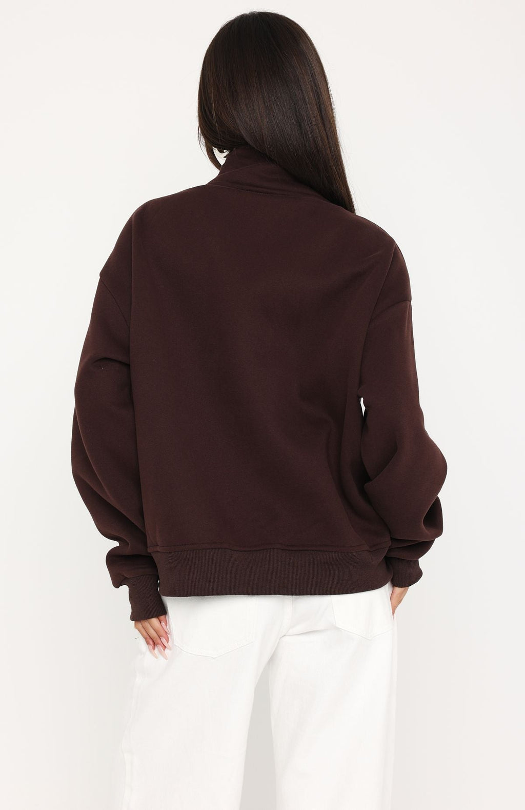 Trending Such A Dream Oversized Zip Front Funnel Neck Jacket Chocolate