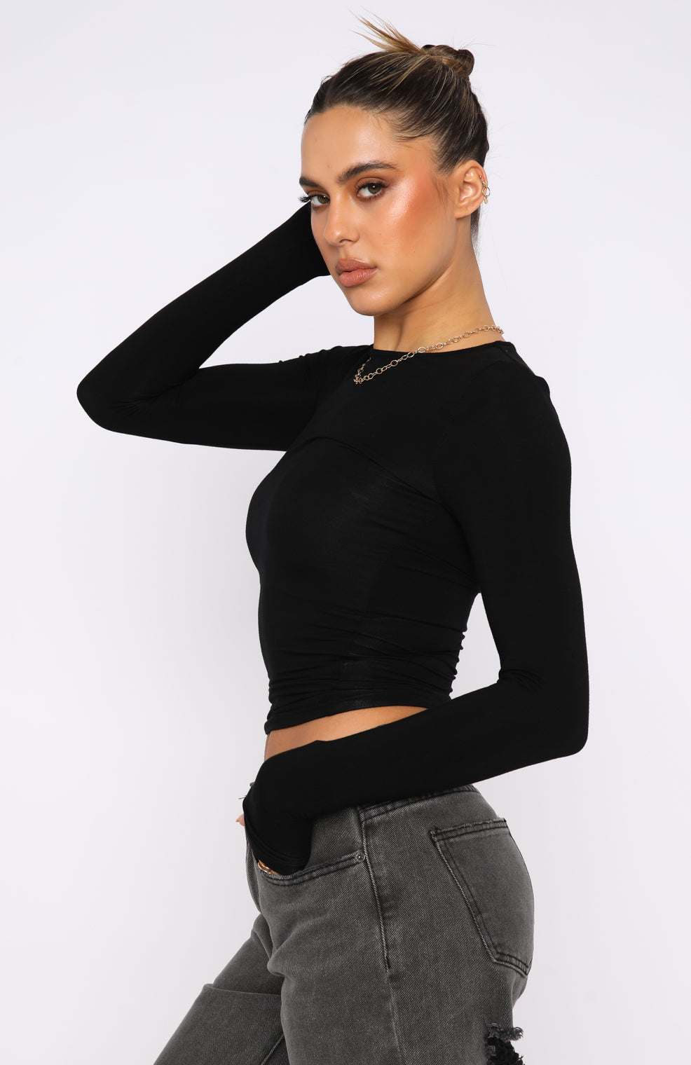 Trending Only For Tonight Long Sleeve Top Black