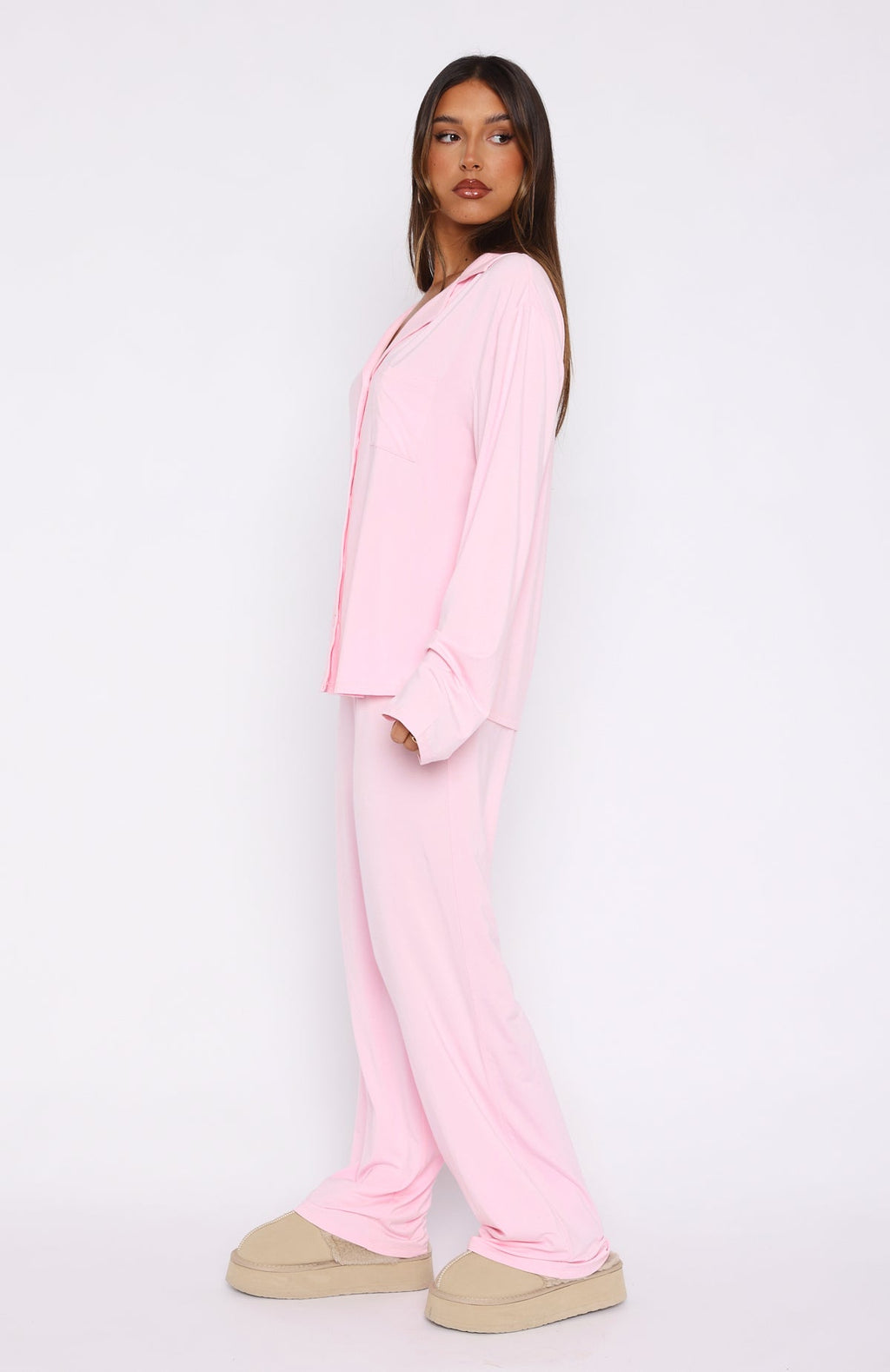 Trending Pillow Talk Long Sleeve Pyjama Set Baby Pink