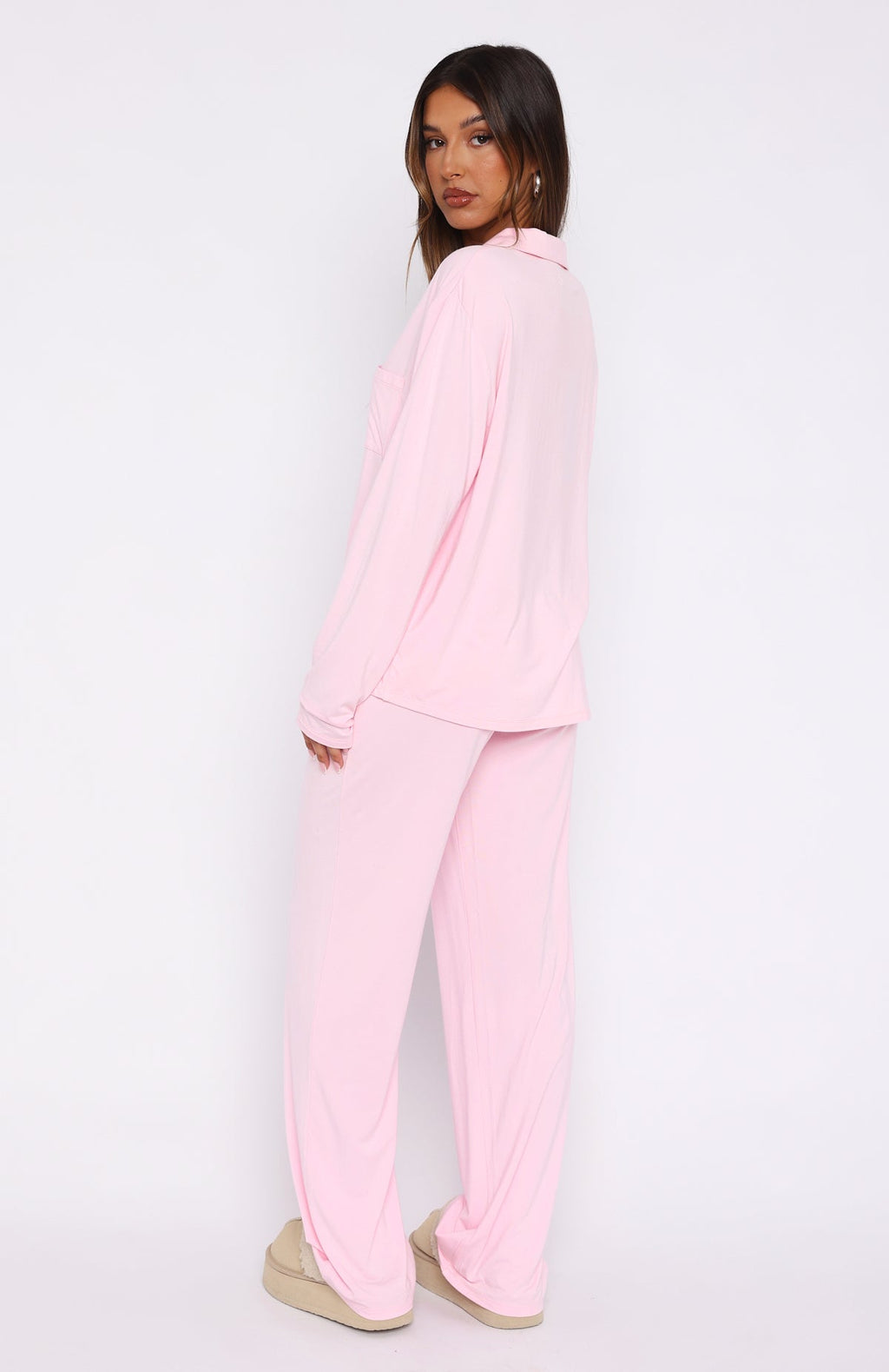 Trending Pillow Talk Long Sleeve Pyjama Set Baby Pink