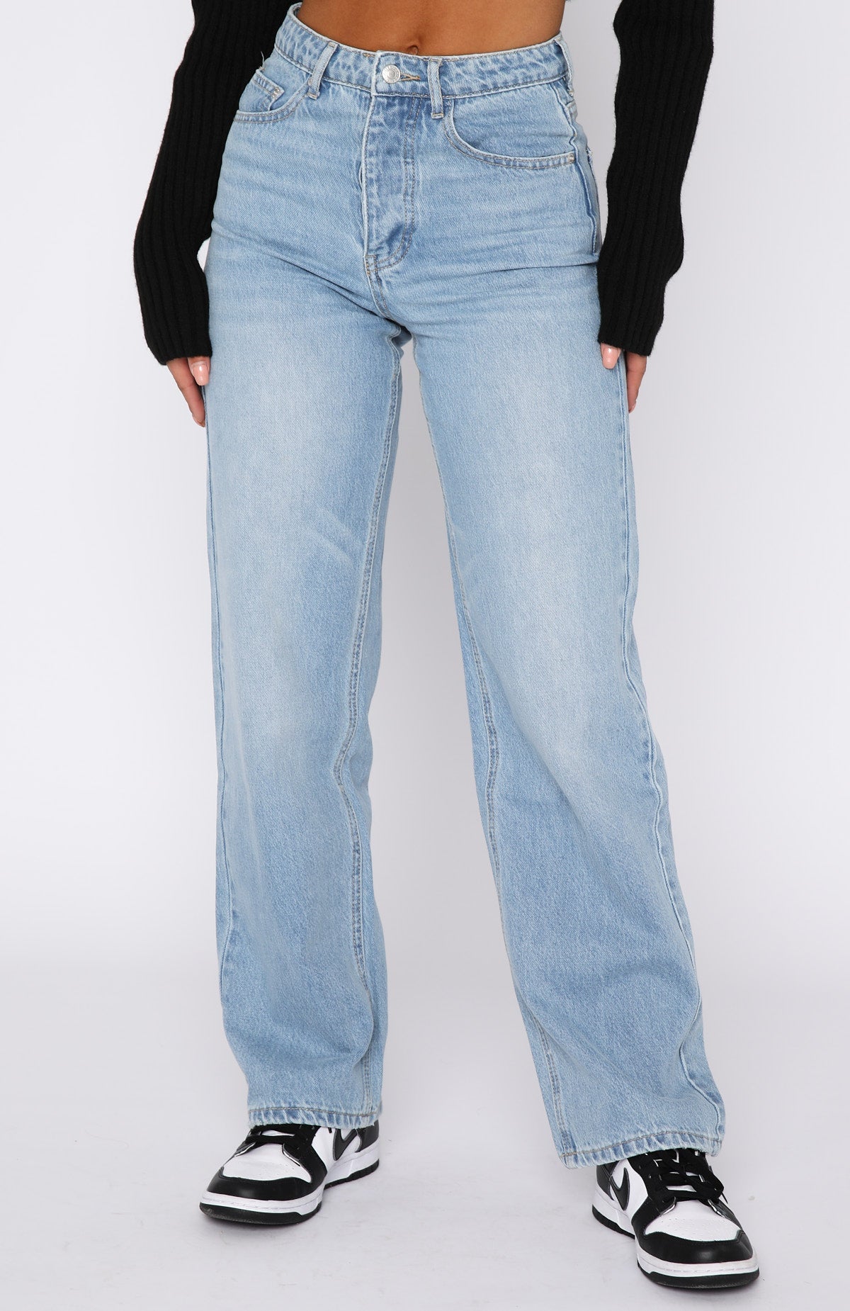 Trending One Call Away High Rise Straight Leg Jeans Vintage Mid Blue