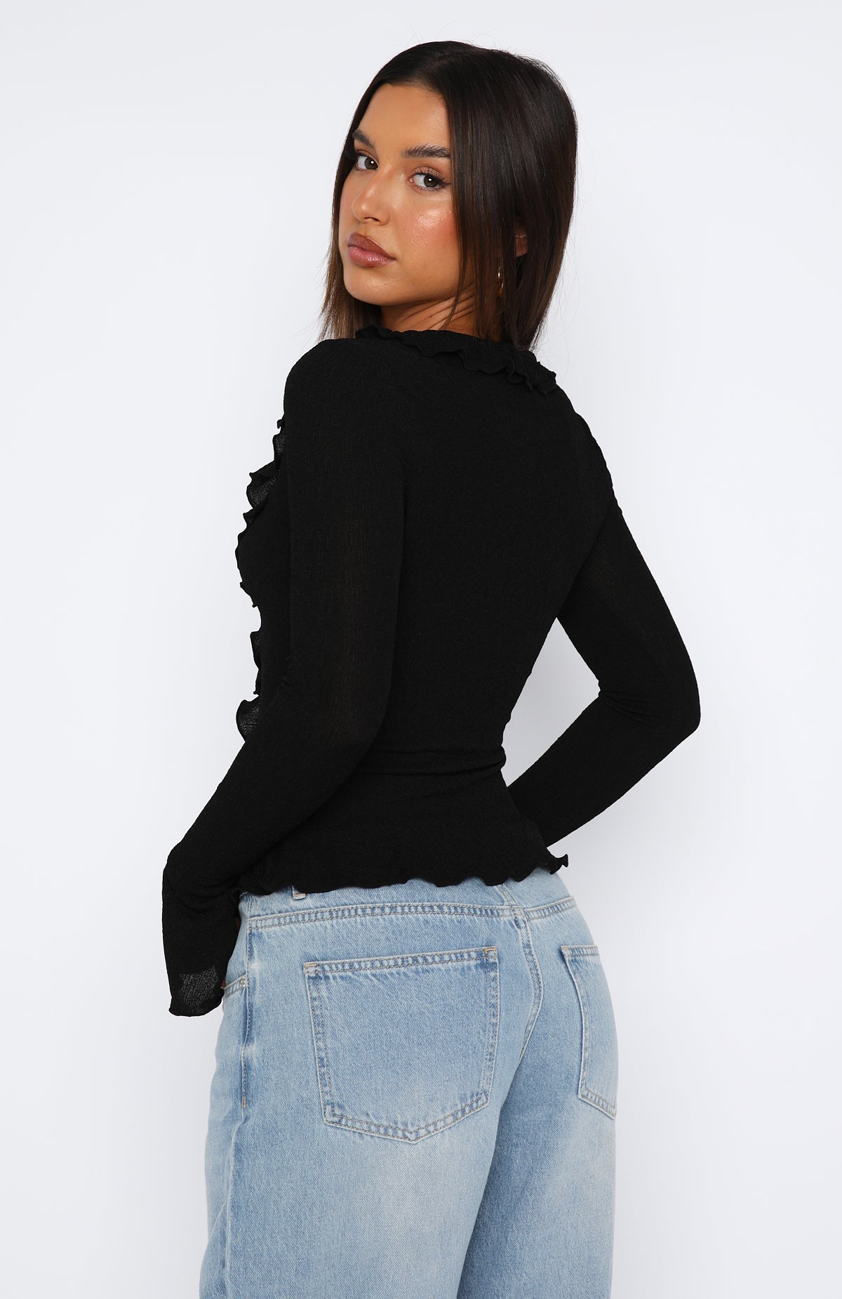 Trending Feel My Love Long Sleeve Top Black