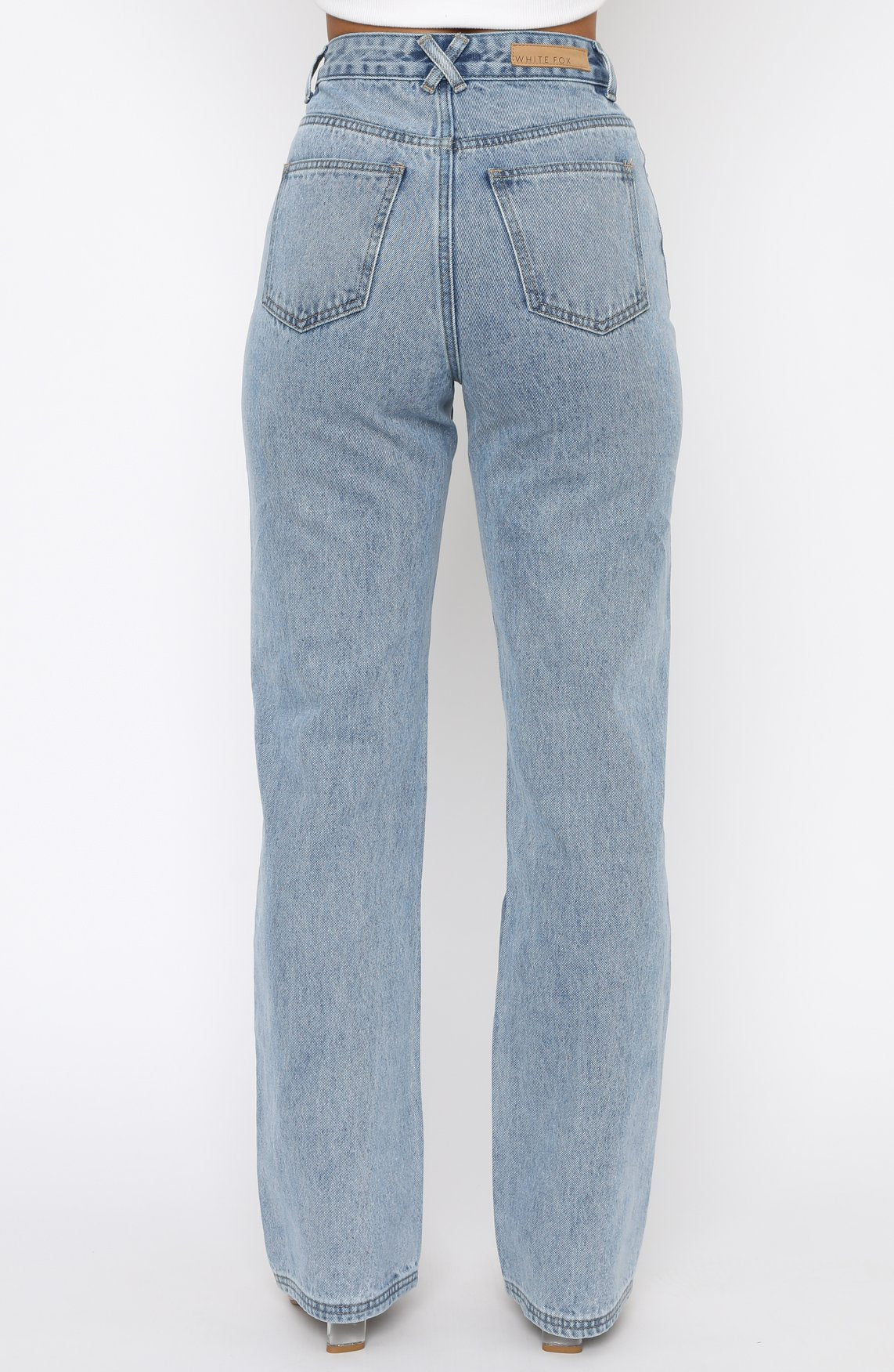 Trending Long Way To Go High Rise Straight Leg Jeans Washed Blue