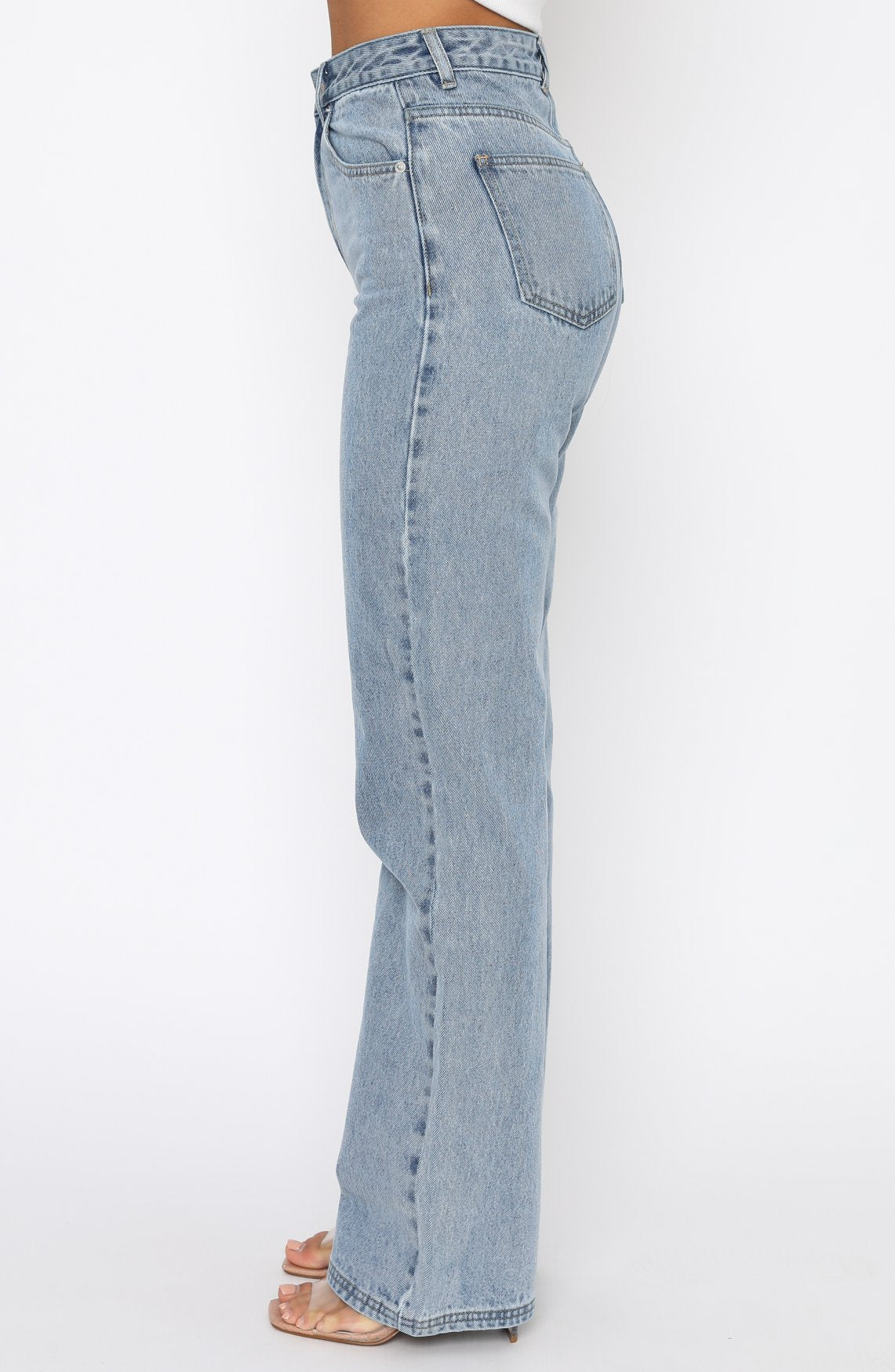 Trending Long Way To Go High Rise Straight Leg Jeans Washed Blue
