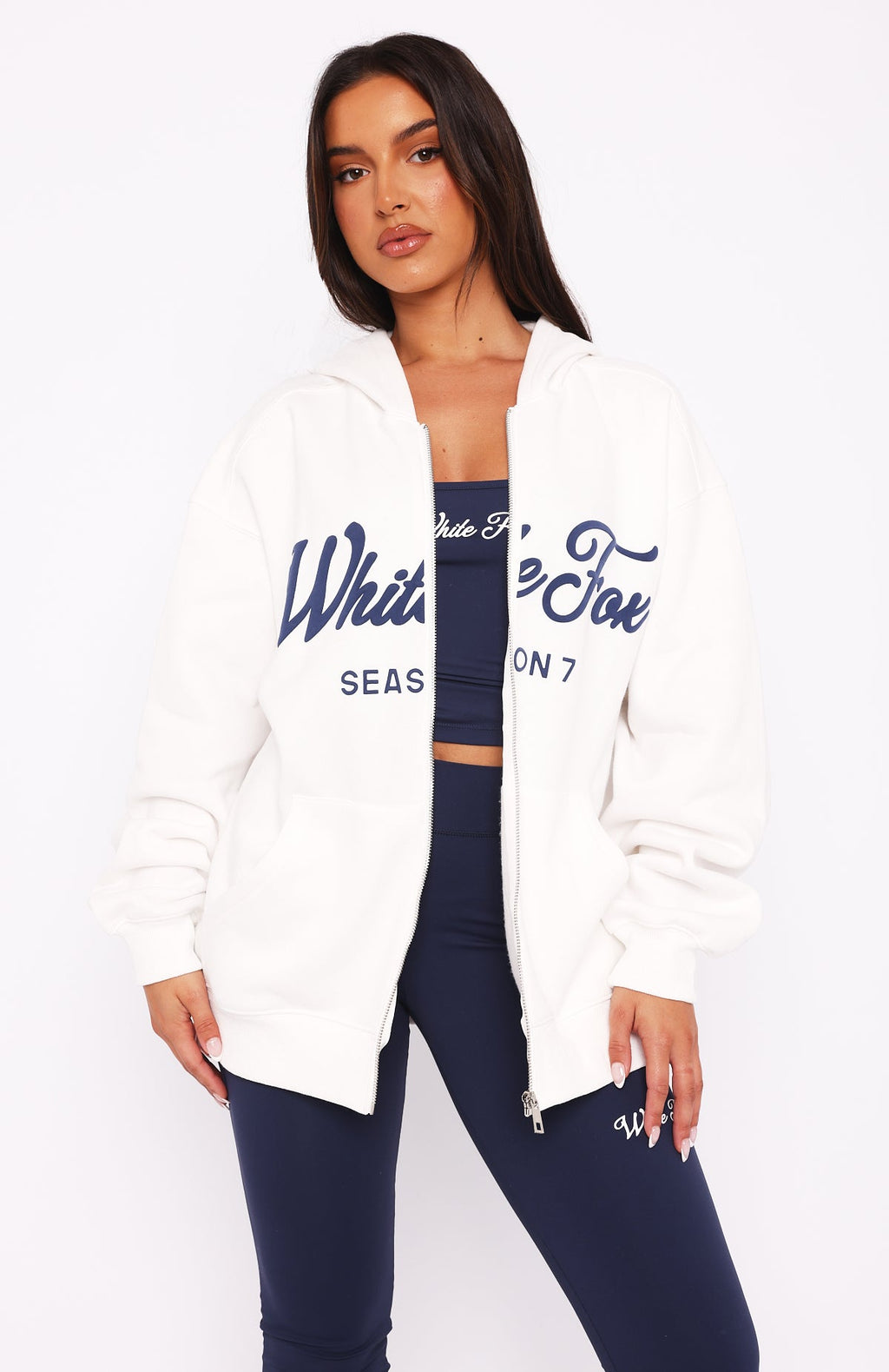 Trending Season 7 Zip Front Hoodie Snow