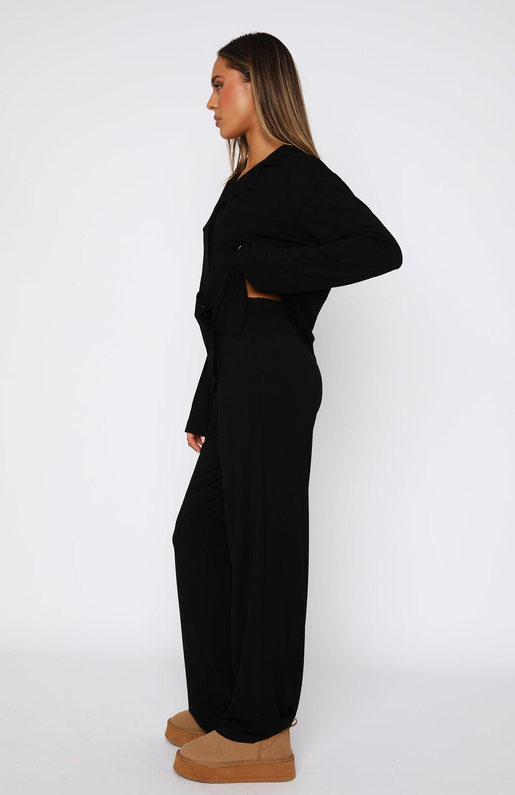 Trending Pillow Talk Long Sleeve Pyjama Set Black