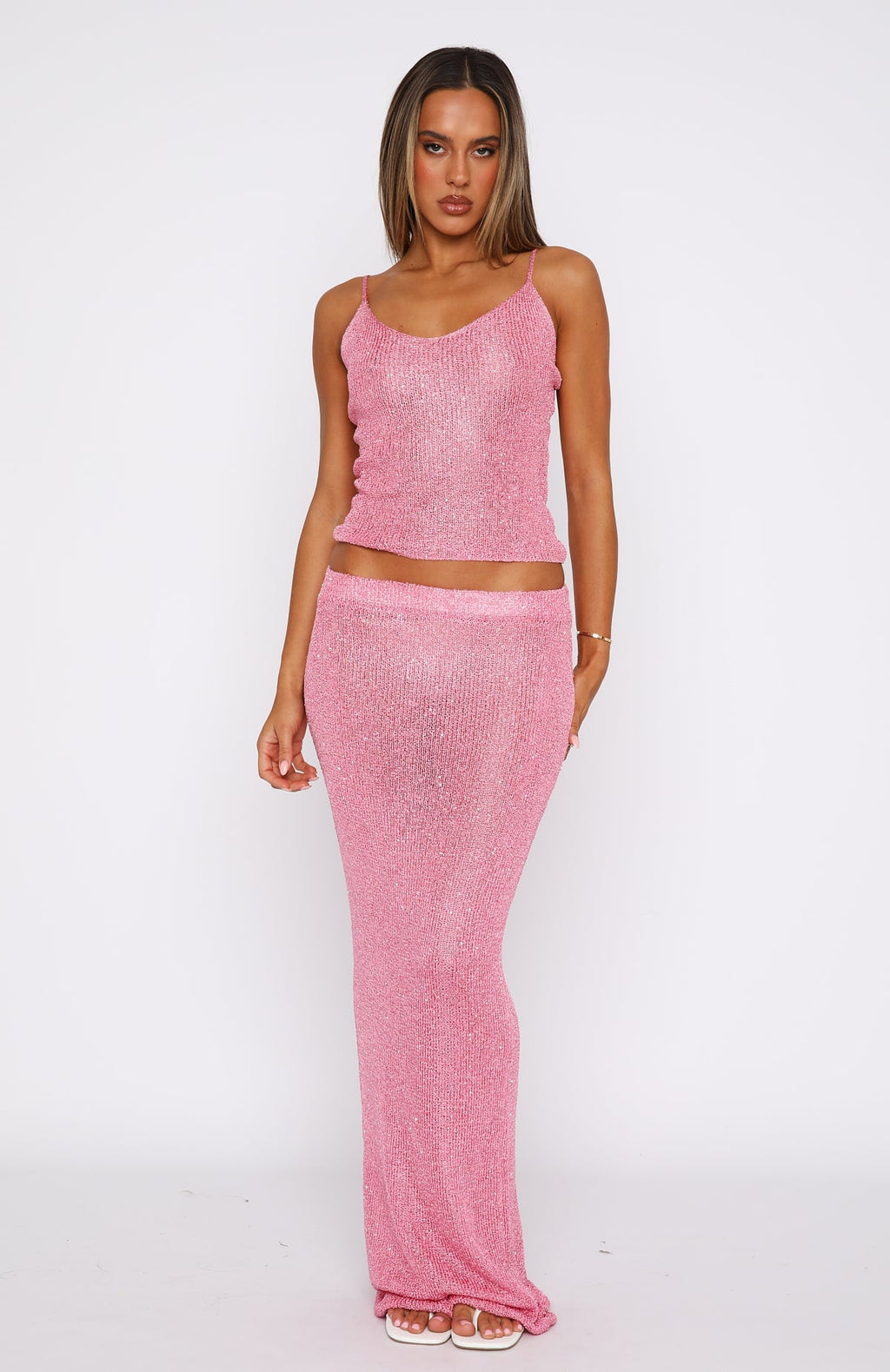 Trending Love Galore Sequin Knit Top Bubblegum