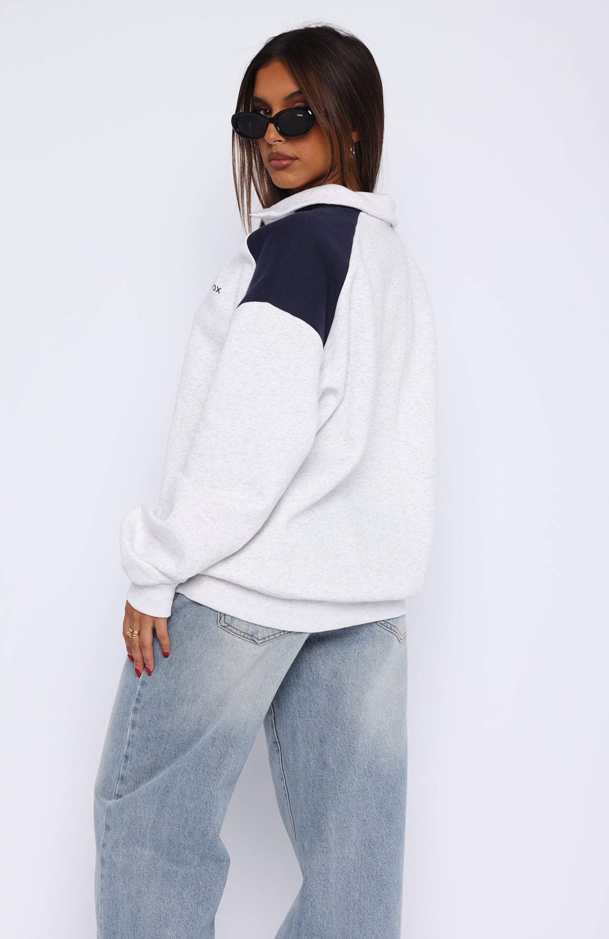 Trending Its A Bad Idea Zip Front Sweater Grey