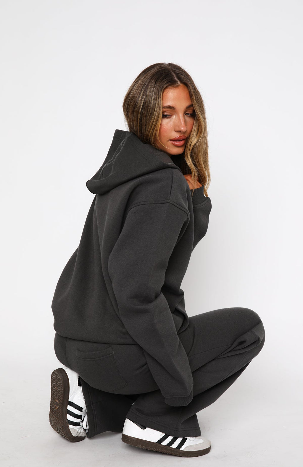 Trending Match Your Words Oversized Hoodie Charcoal