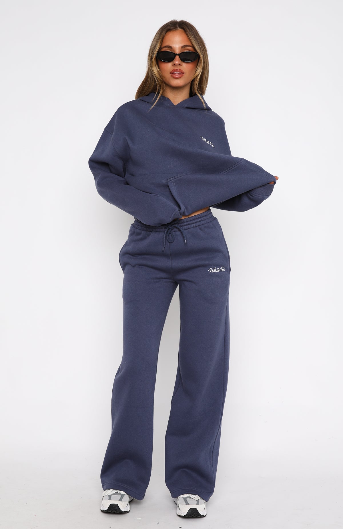 Trending Match Your Words Wide Leg Sweatpants Navy
