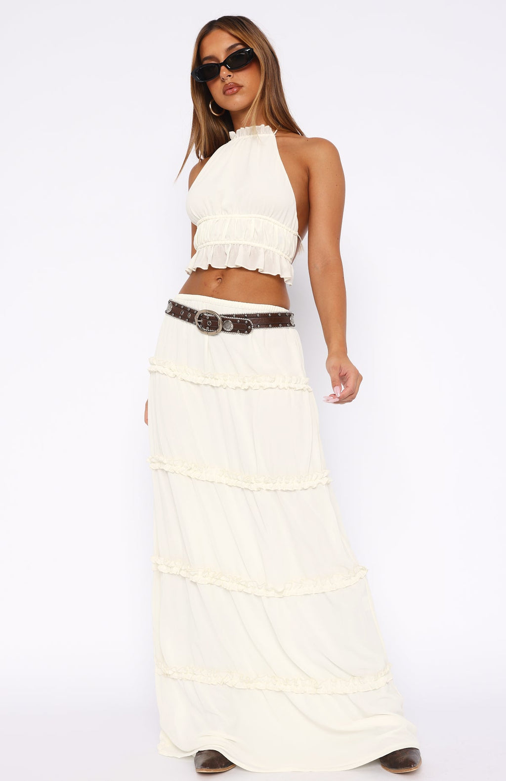 Trending No Contact Maxi Skirt Off White