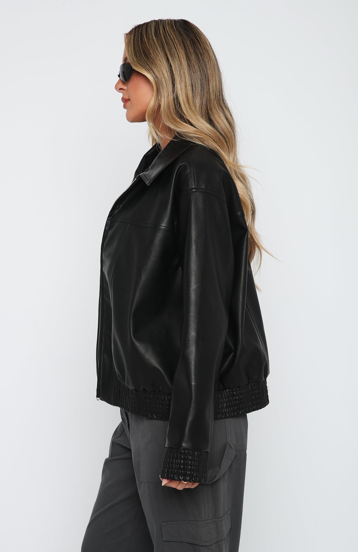 Trending Make Things Right PU Bomber Jacket Black