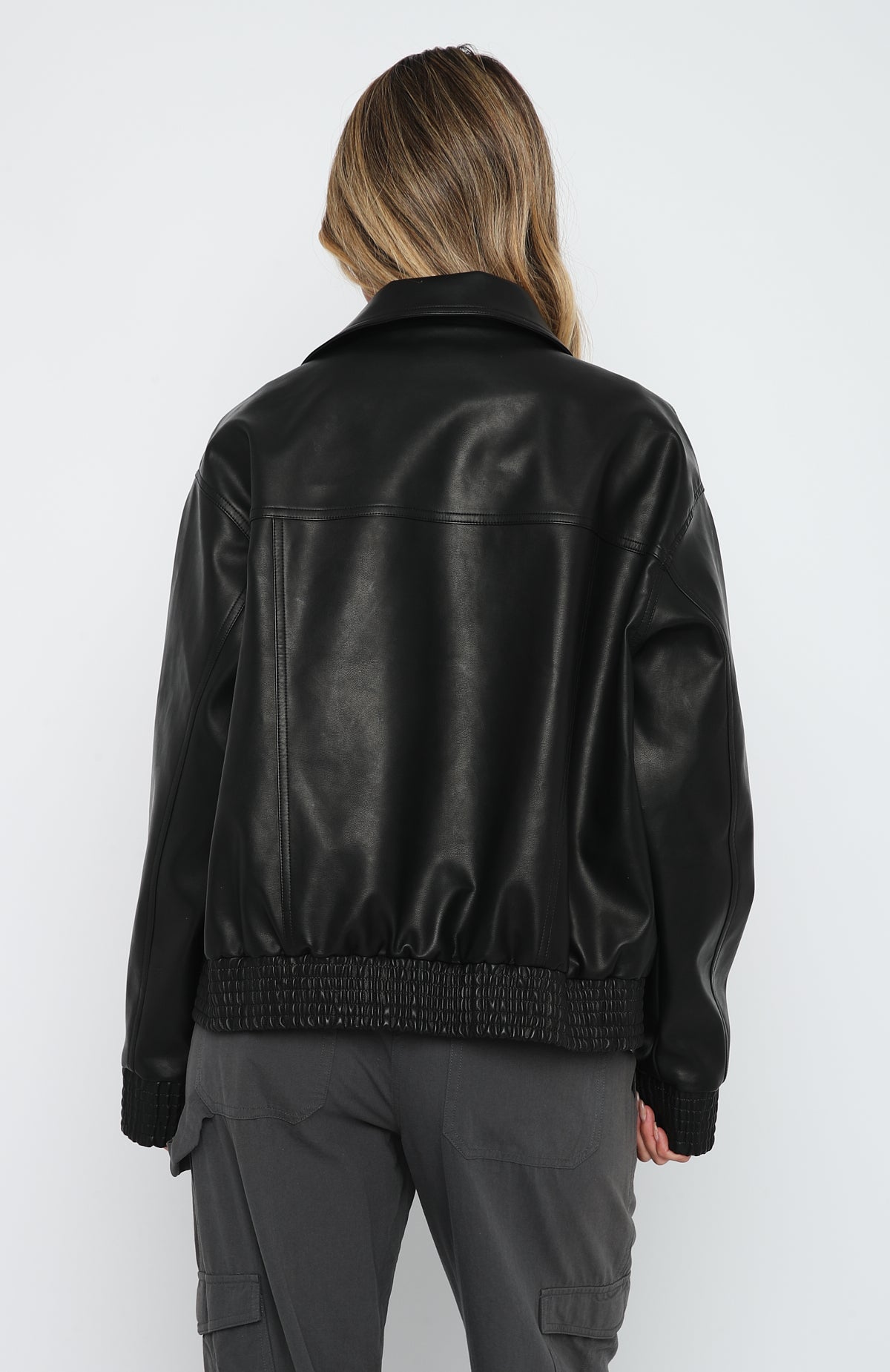 Trending Make Things Right PU Bomber Jacket Black