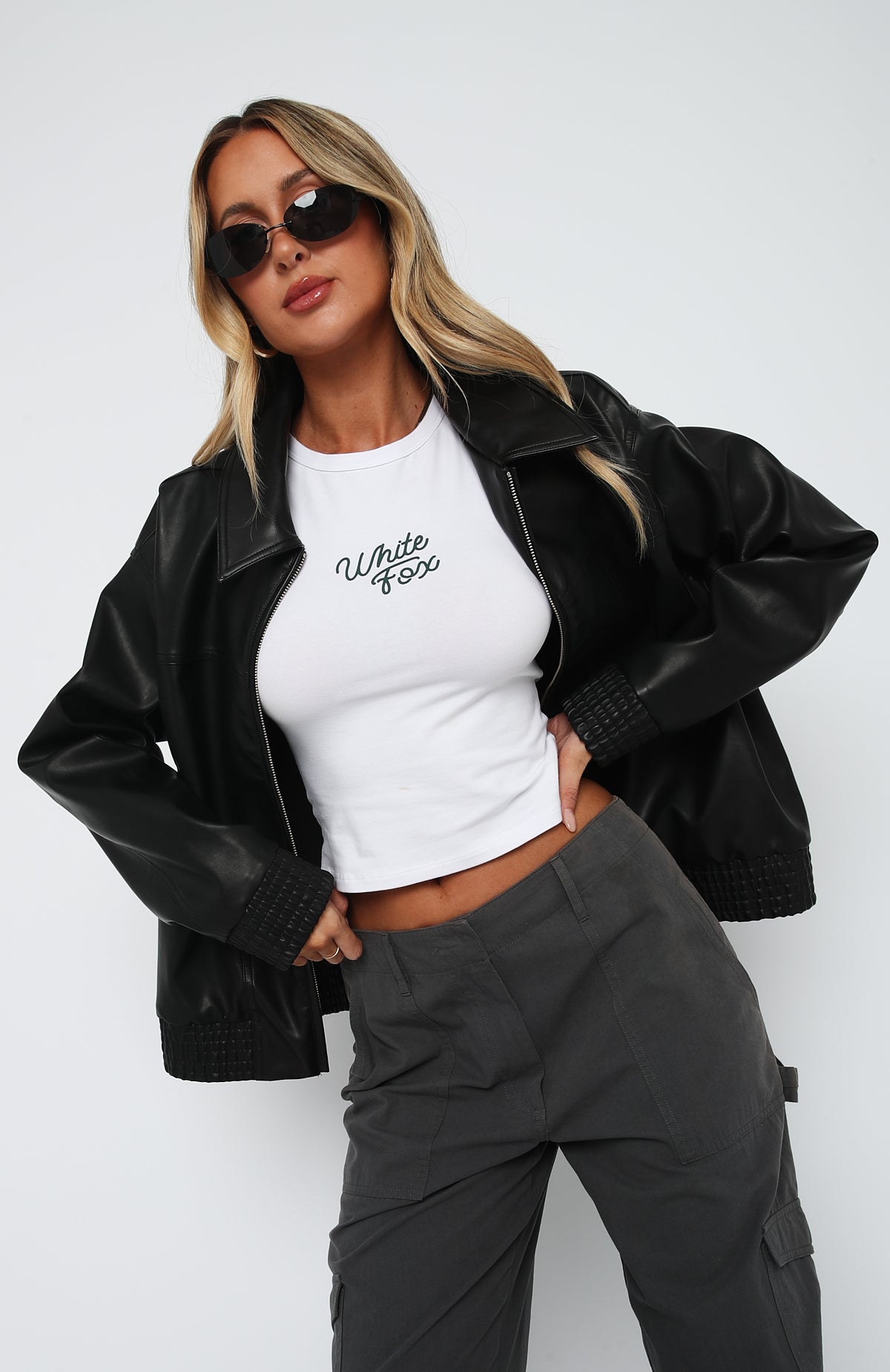 Trending Make Things Right PU Bomber Jacket Black