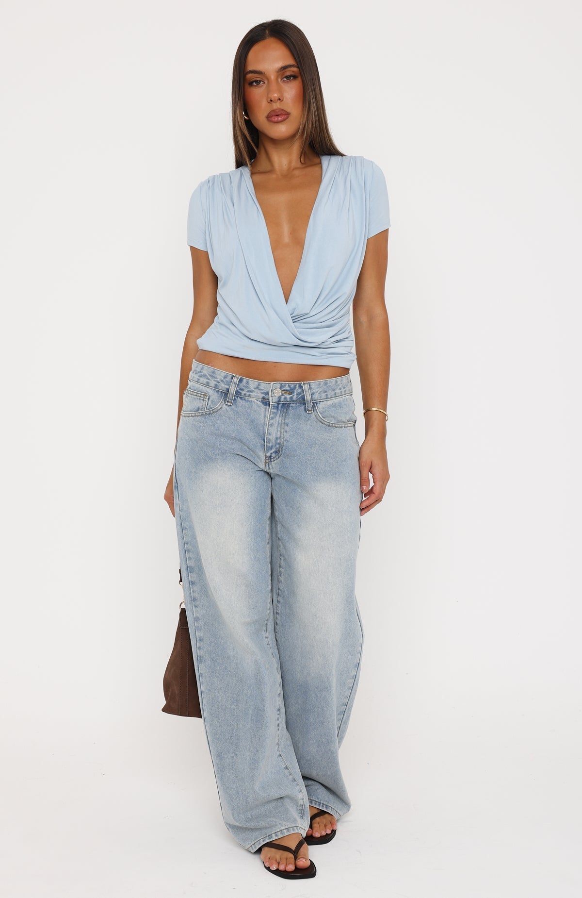 Trending Almost Told You Short Sleeve Cowl Neck Top Dusty Blue