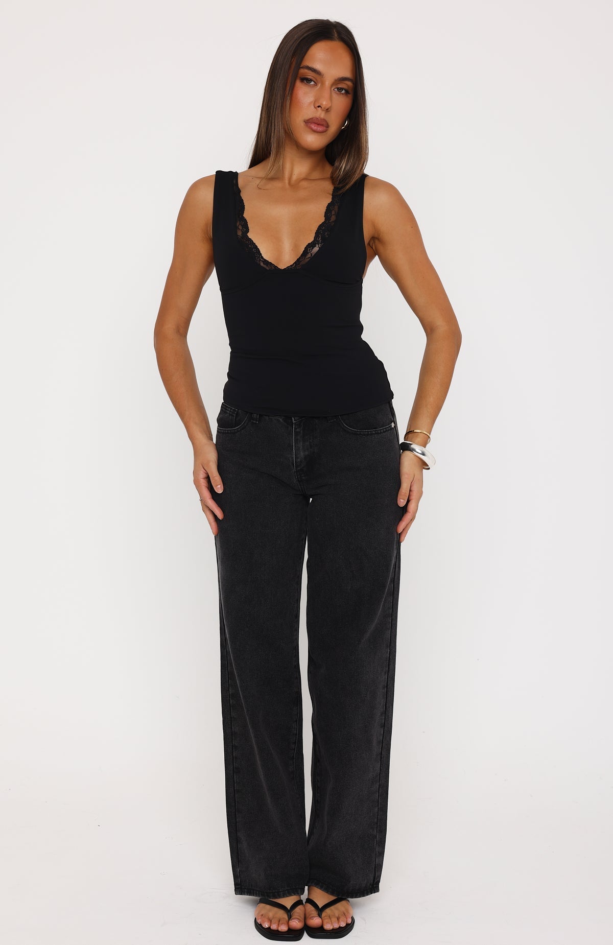 Trending Key To My Heart Lace Trim Top Black