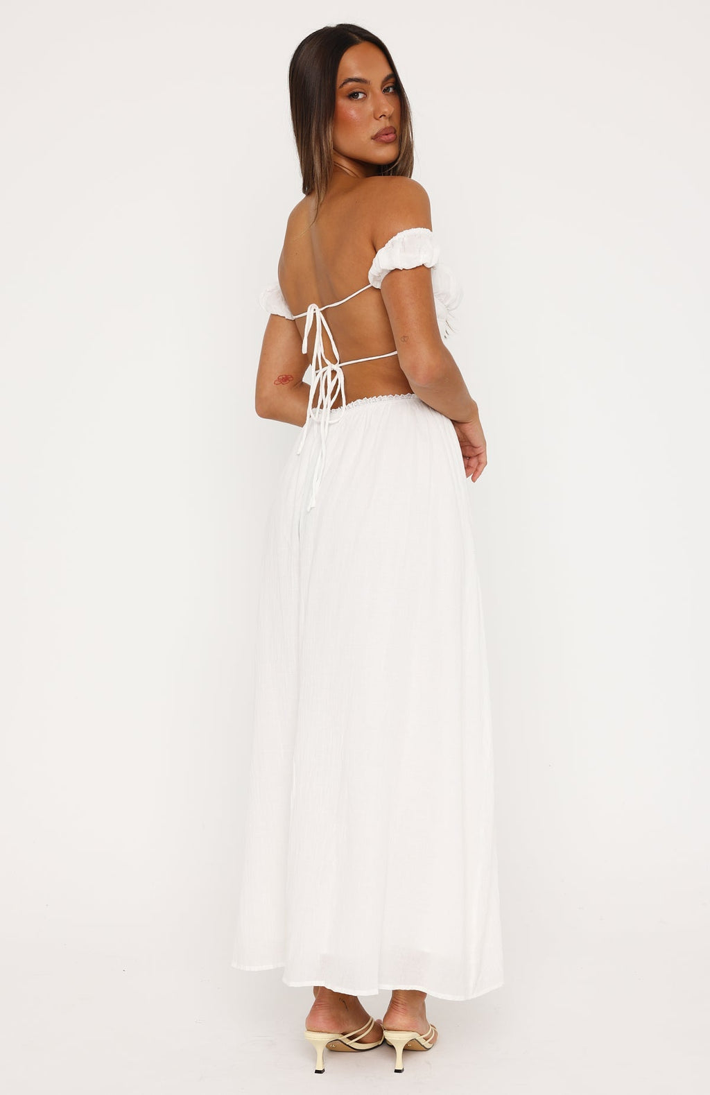 Trending High Views Off Shoulder Maxi Dress White