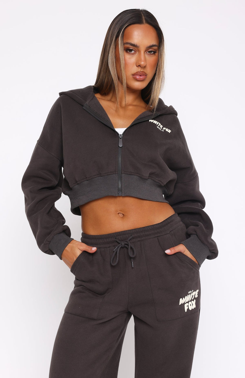 Trending Offstage Cropped Zip Hoodie Shadow