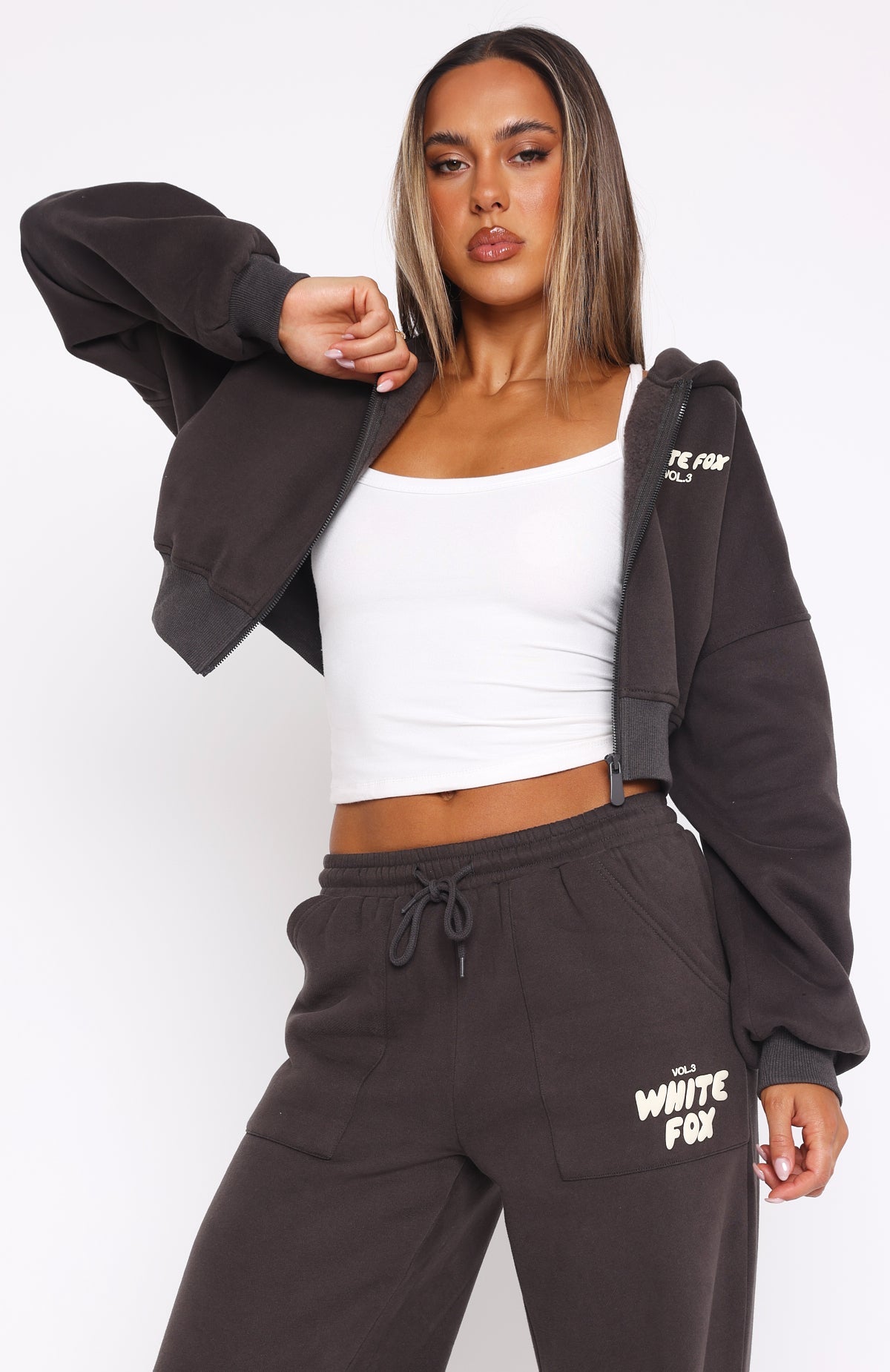 Trending Offstage Cropped Zip Hoodie Shadow