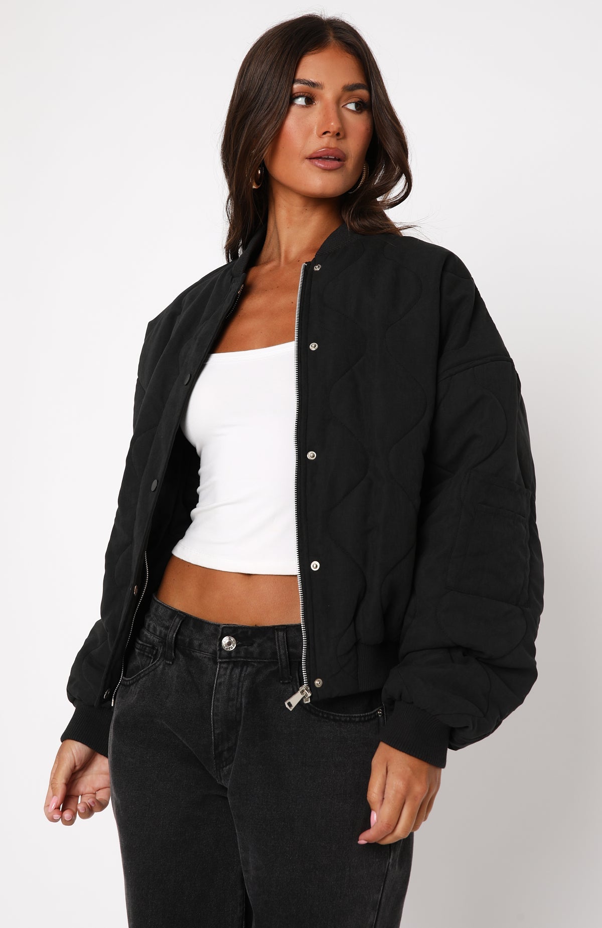 Trending Soft Love Bomber Jacket Black