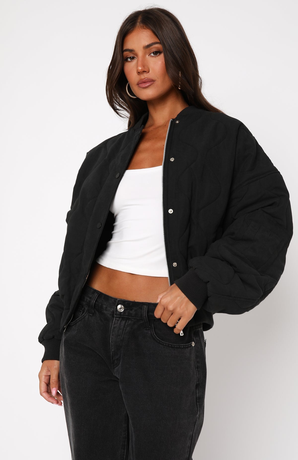 Trending Soft Love Bomber Jacket Black