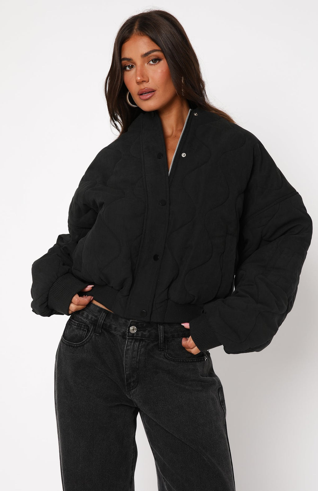 Trending Soft Love Bomber Jacket Black