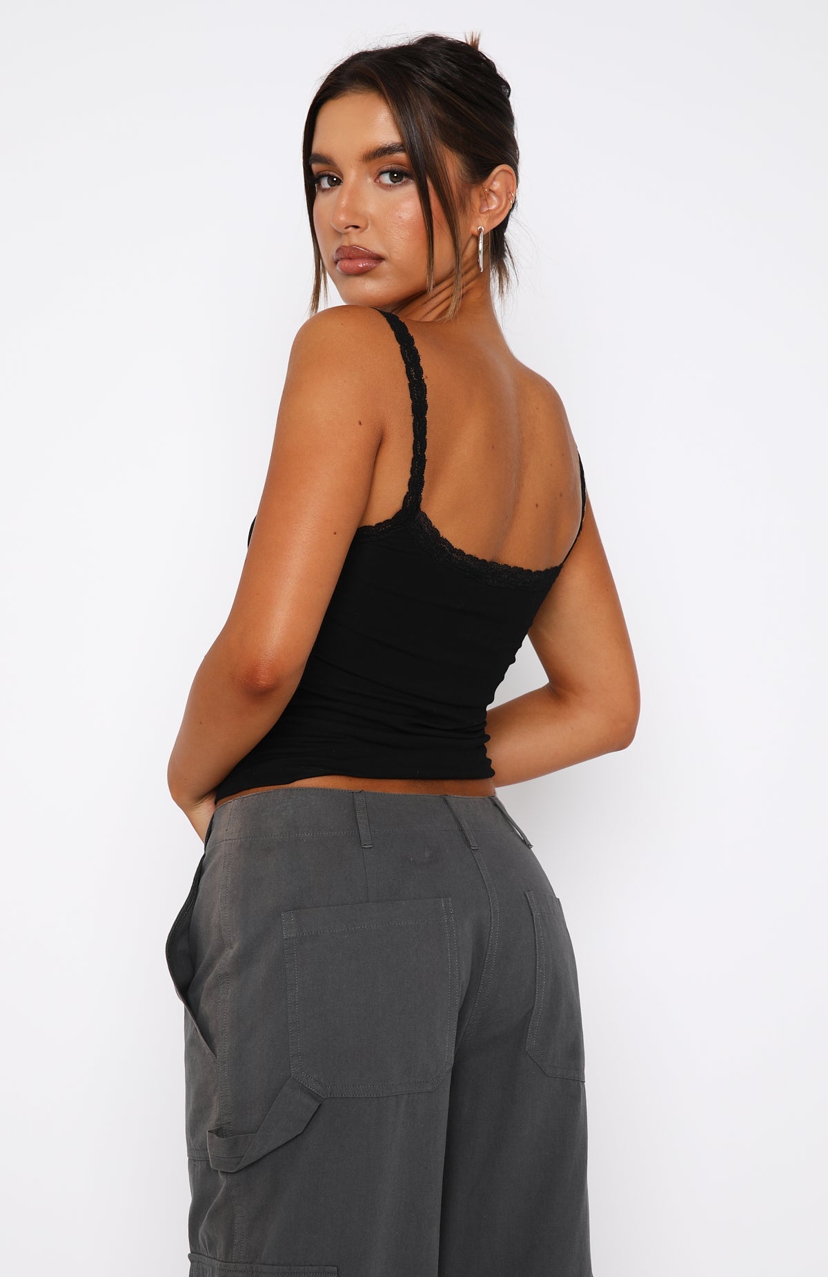 Trending After Midnight Lace Trim Cami Black
