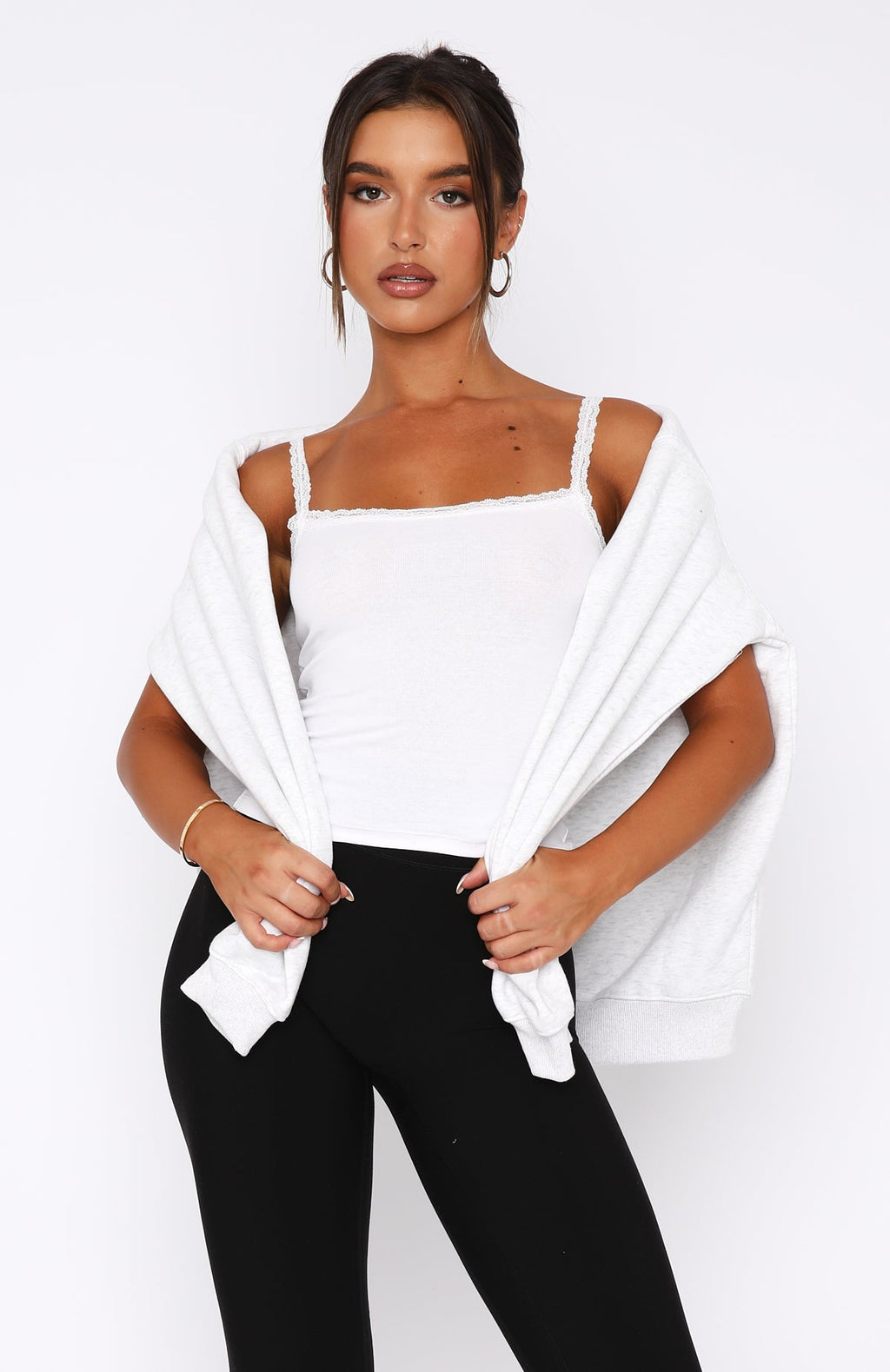 Trending After Midnight Lace Trim Cami White