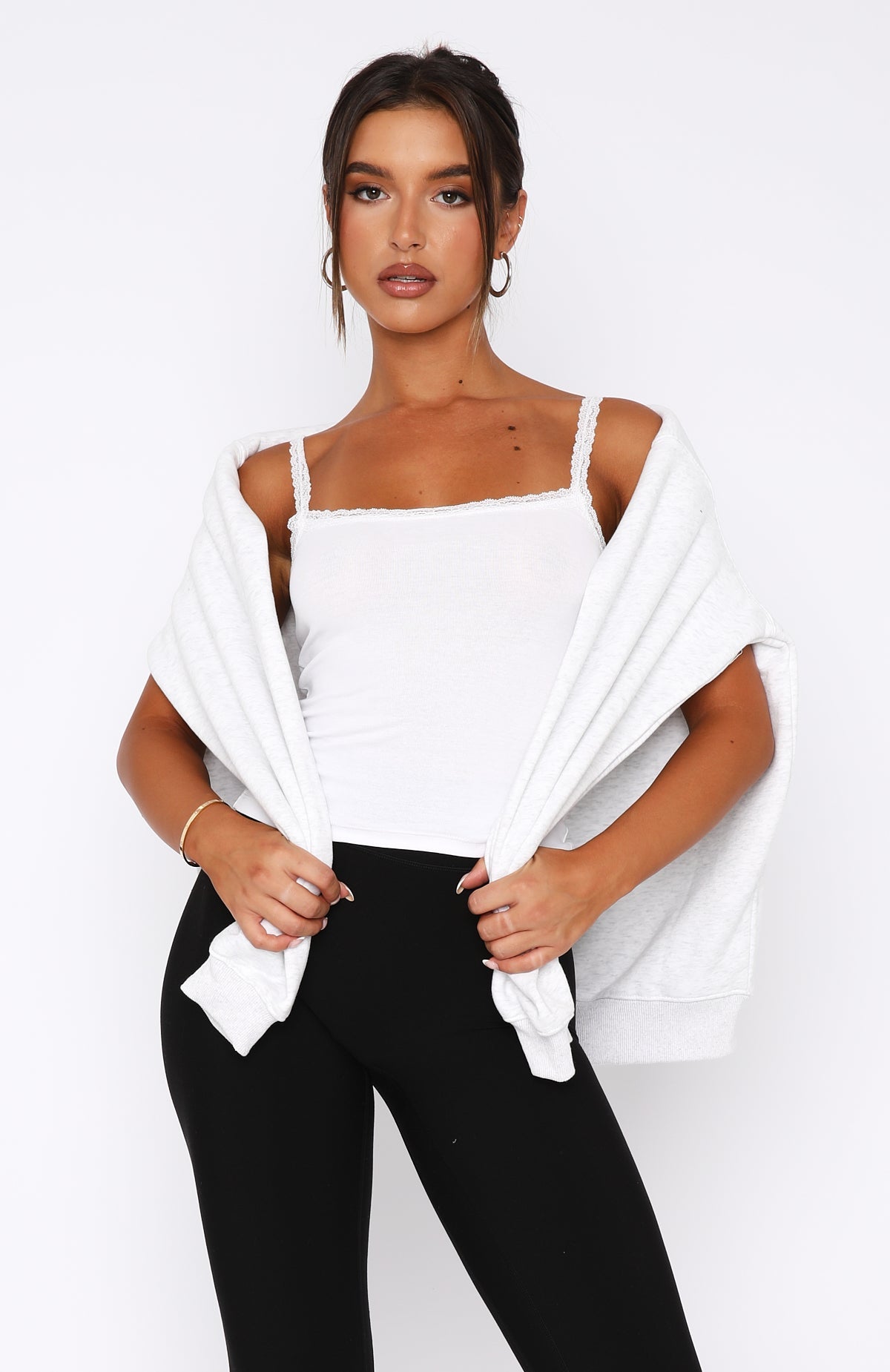 Trending After Midnight Lace Trim Cami White