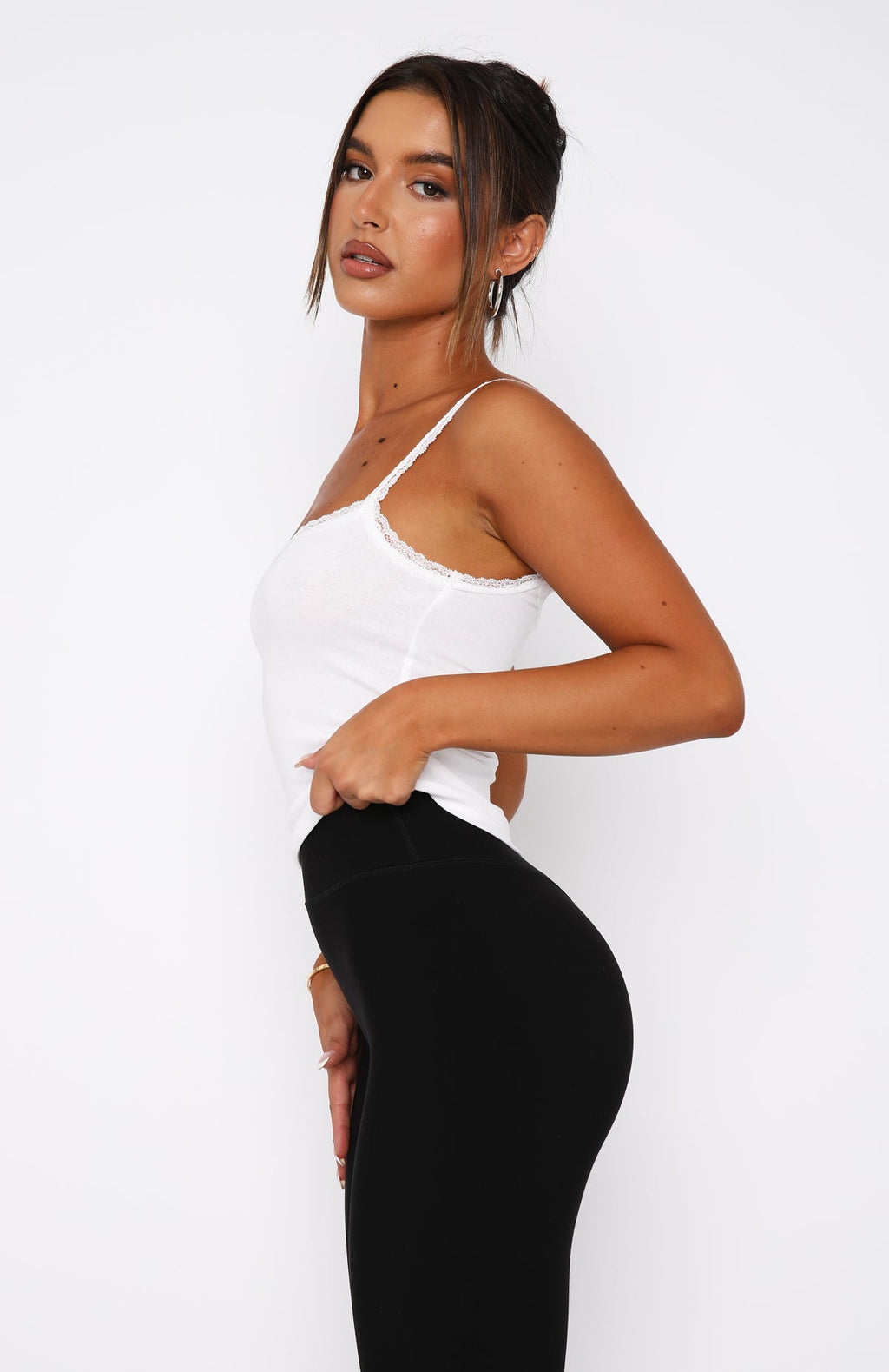 Trending After Midnight Lace Trim Cami White