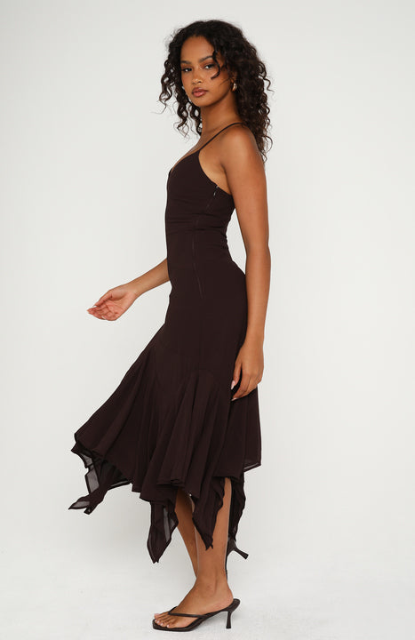Trending Butterfly Kisses Midi Dress Chocolate
