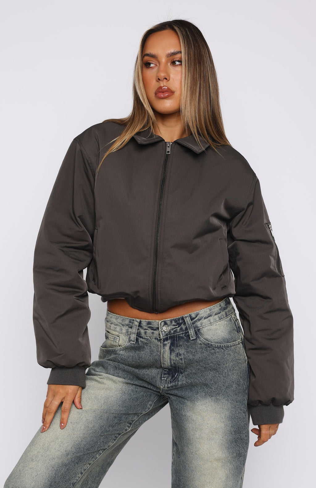 Trending Something Forgotten Bomber Jacket Slate