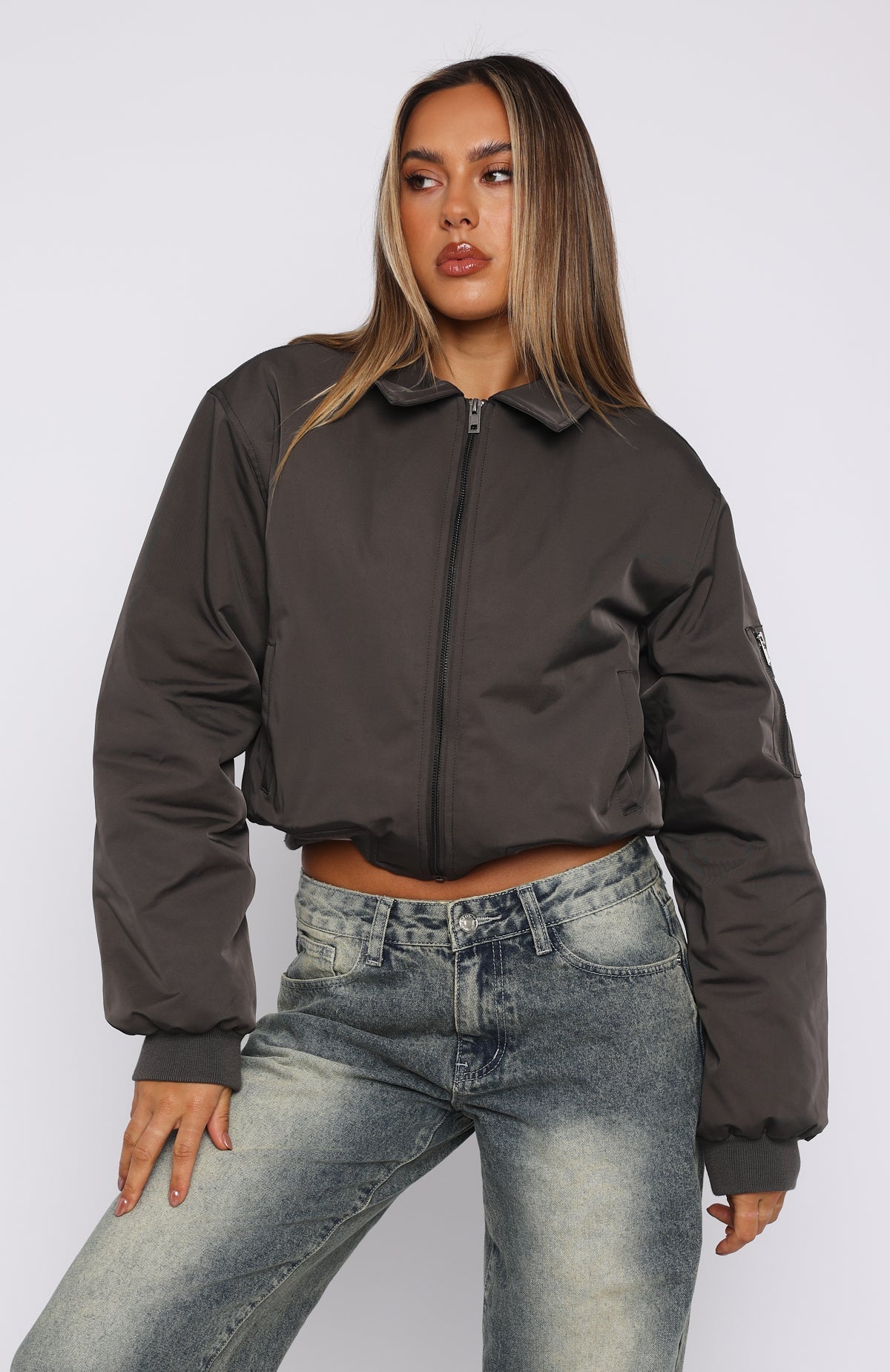 Trending Something Forgotten Bomber Jacket Slate