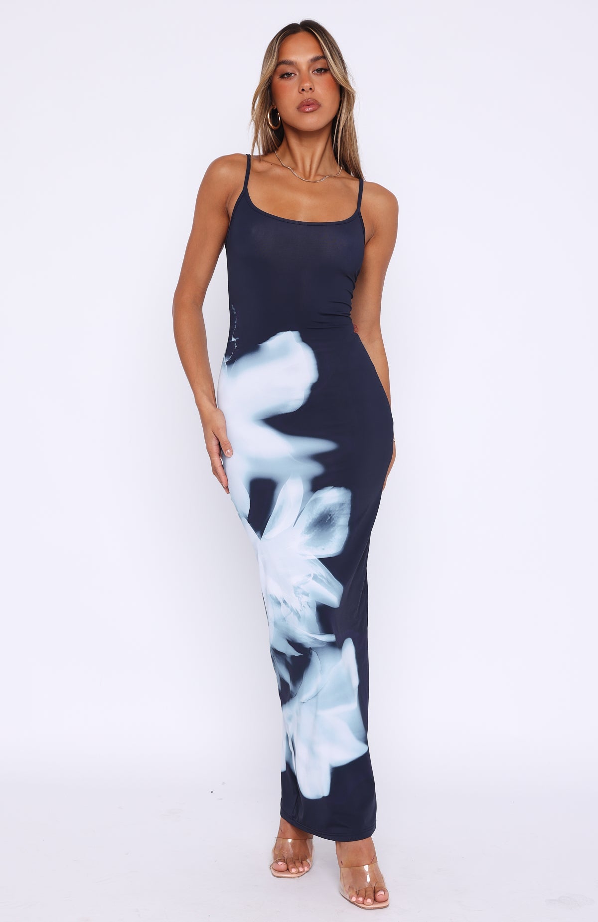 Trending Feeling The Heat Maxi Dress Greyscale Floral
