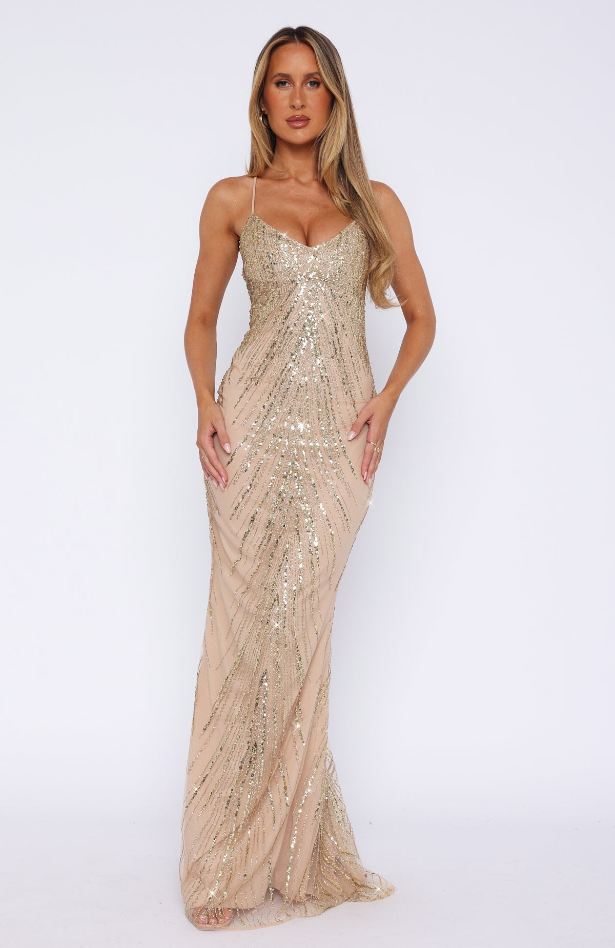 Trending Reaching Out Maxi Dress Gold