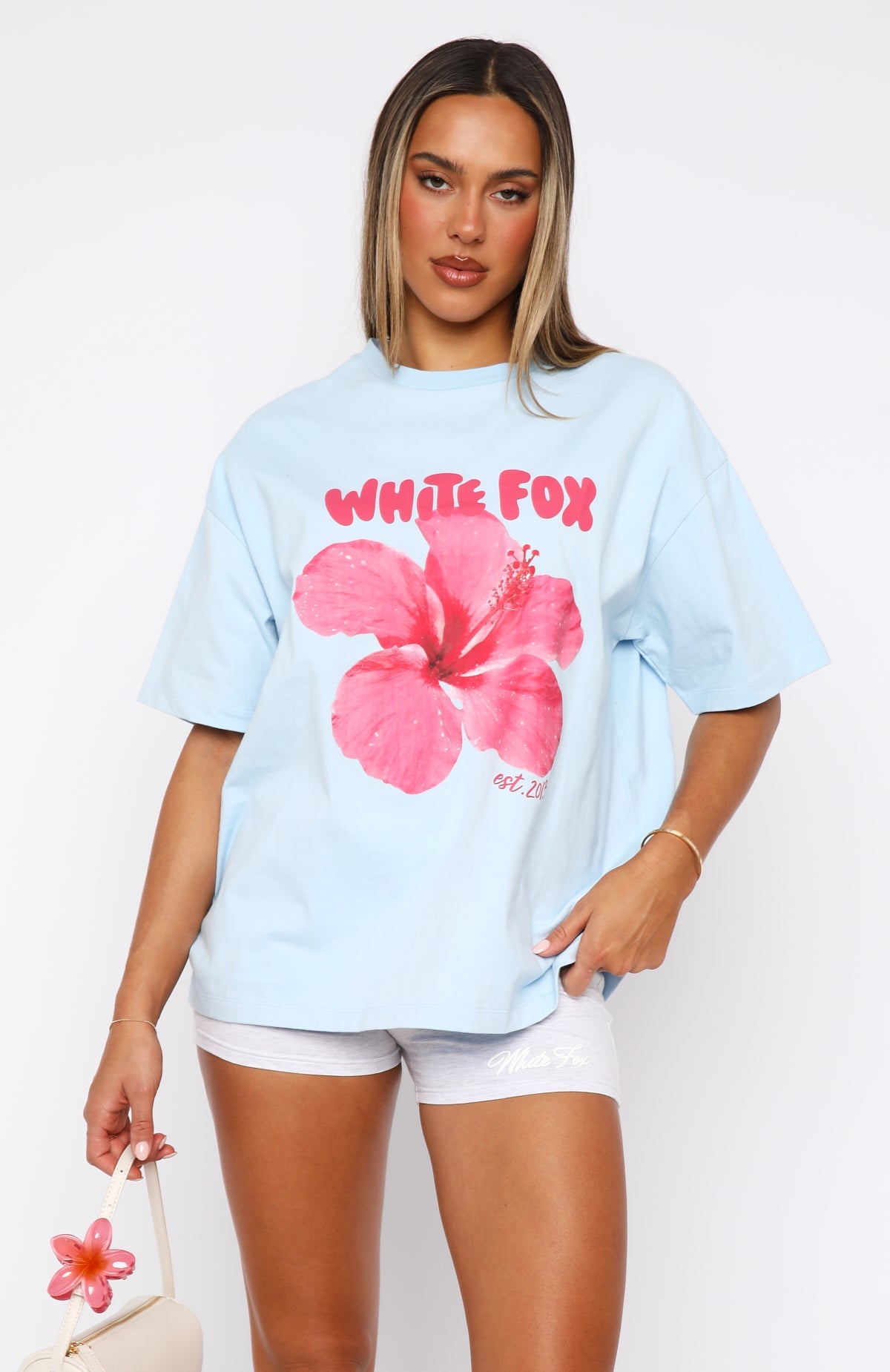 Trending With Love & Romance Oversized Tee Baby Blue