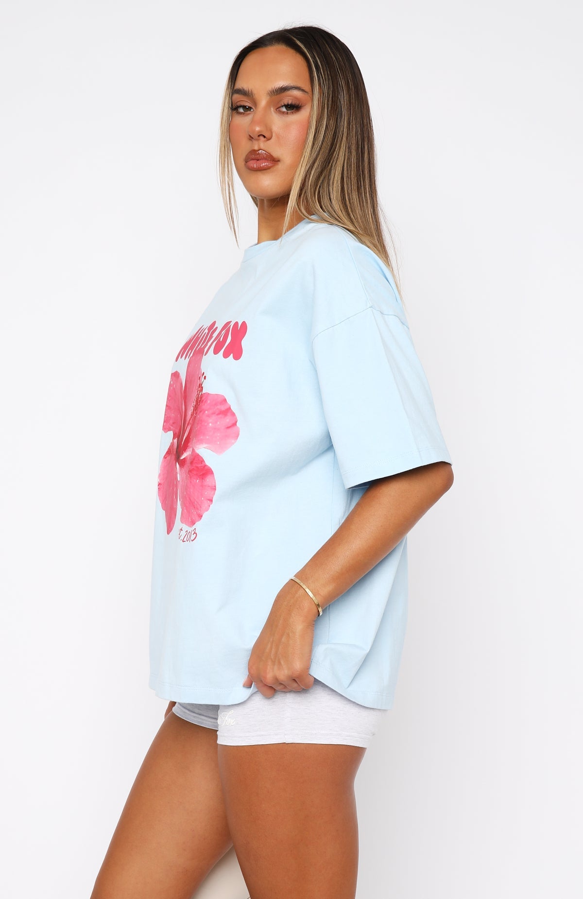 Trending With Love & Romance Oversized Tee Baby Blue