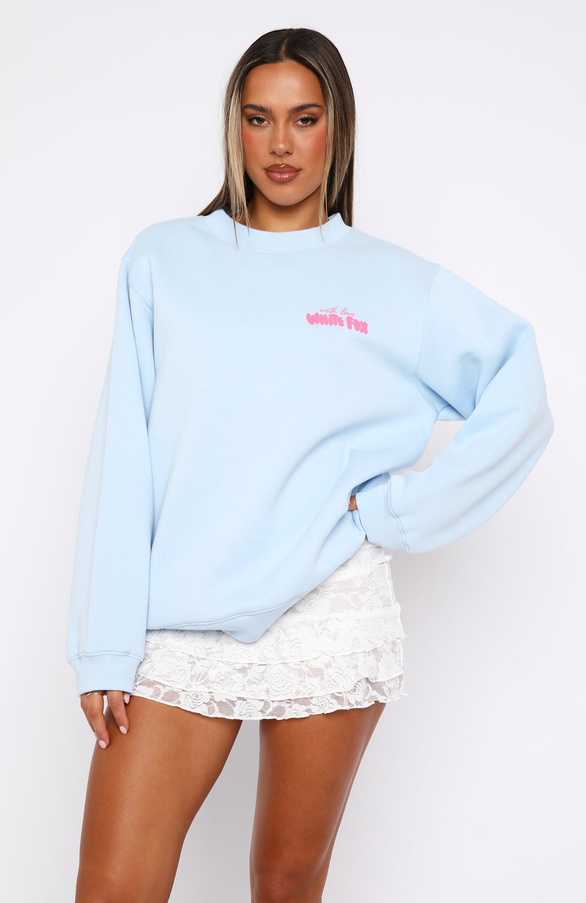 Trending With Love & Romance Oversized Sweater Baby Blue