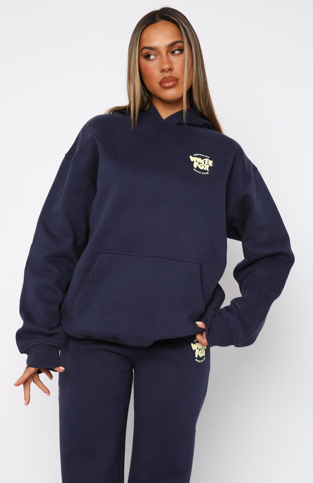 Trending With Love For You Oversized Hoodie Navy