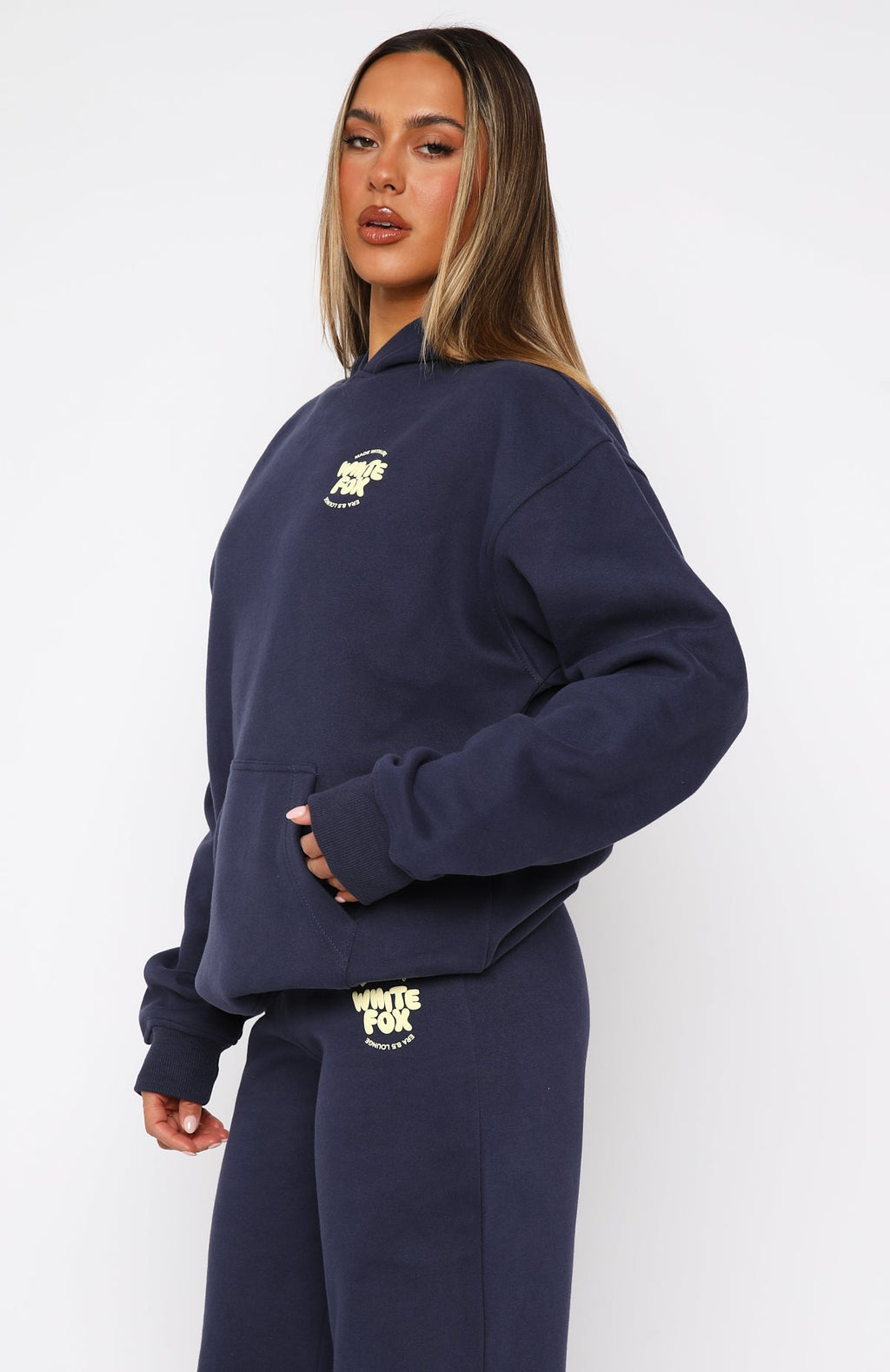 Trending With Love For You Oversized Hoodie Navy