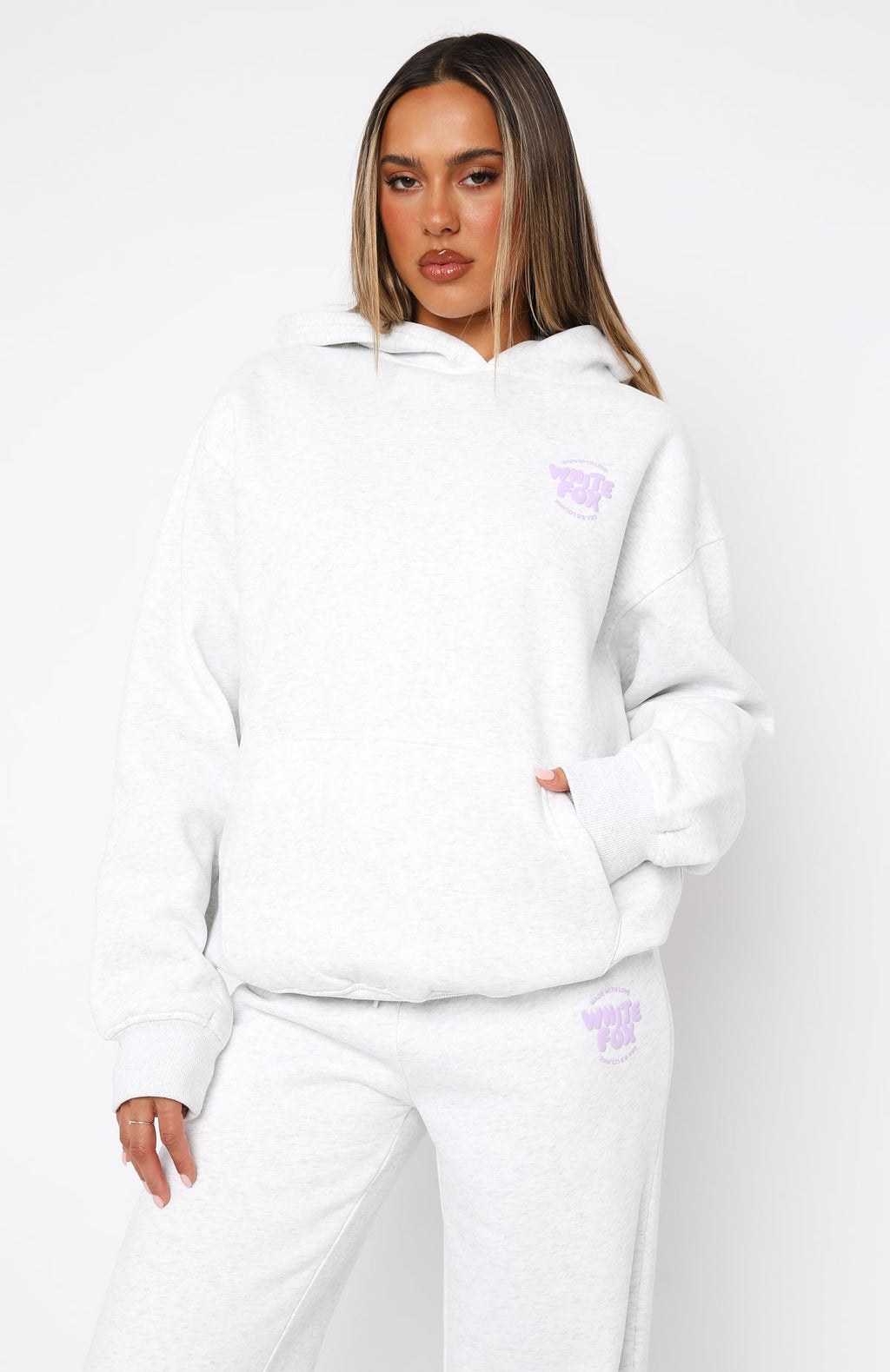 Trending With Love For You Oversized Hoodie Grey Marle