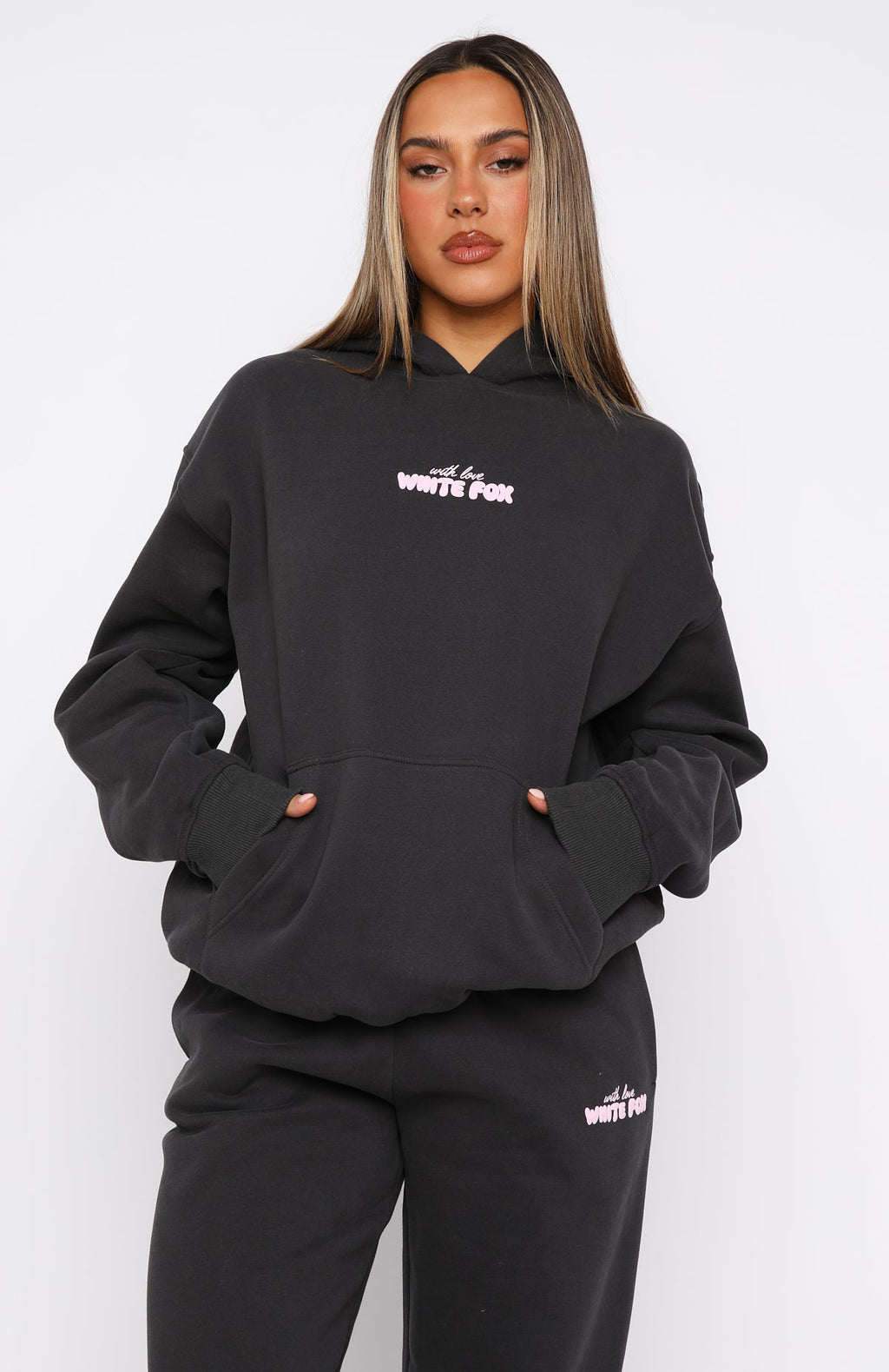 Trending With Love In The Moment Oversized Hoodie Charcoal