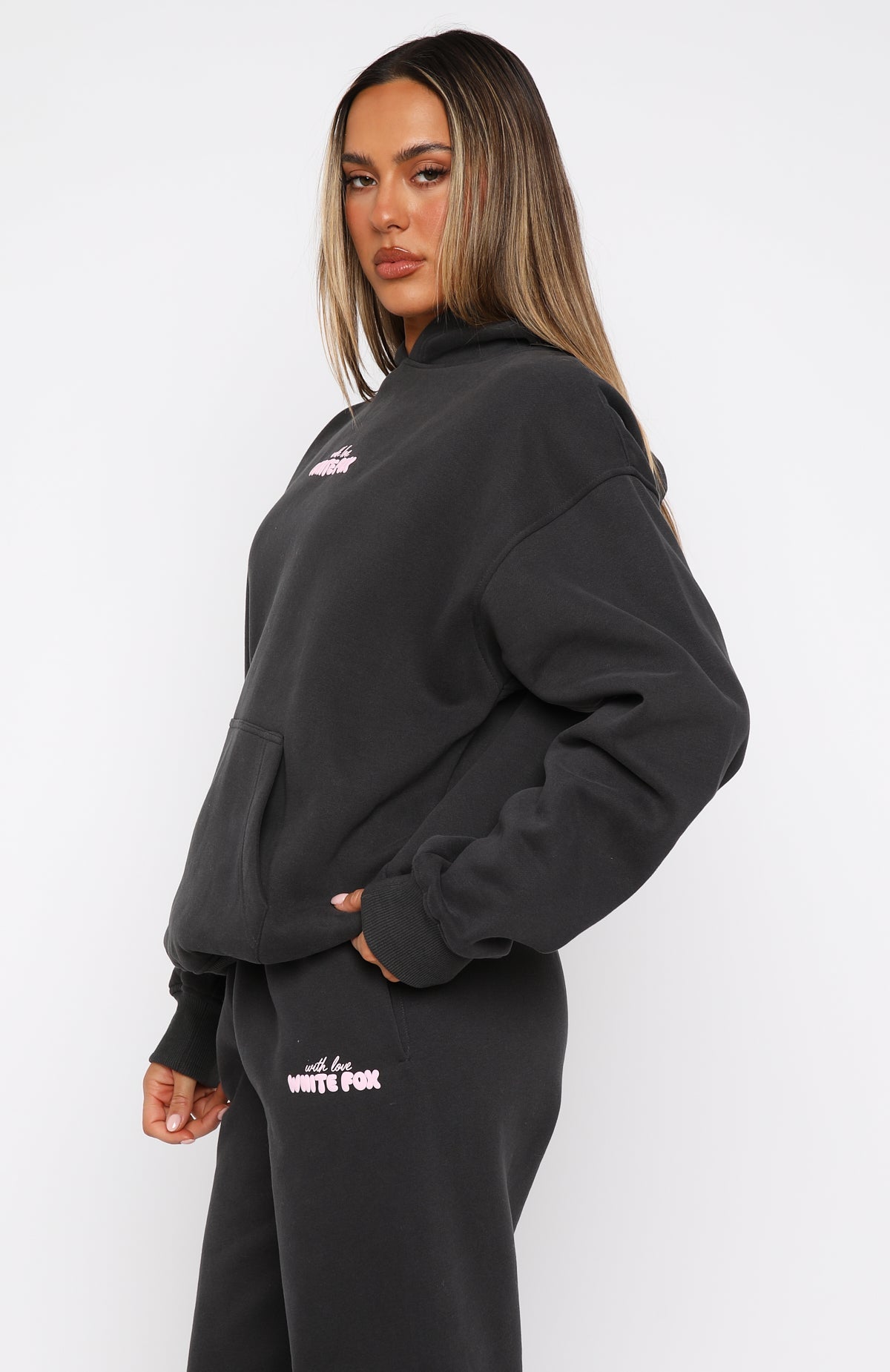 Trending With Love In The Moment Oversized Hoodie Charcoal