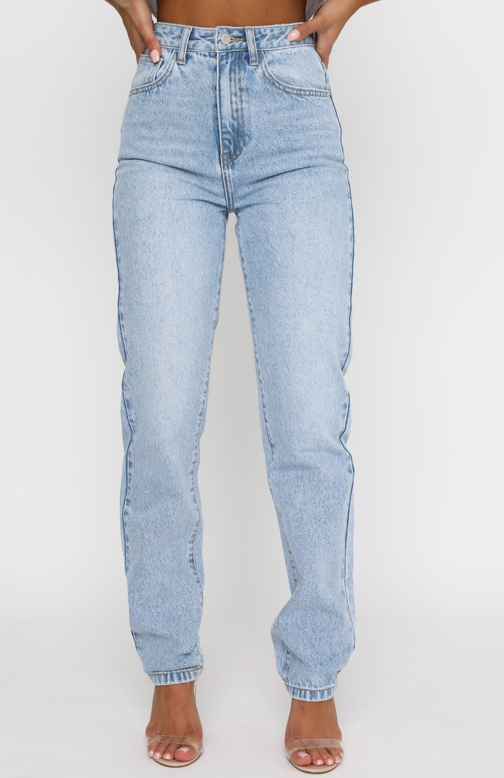 Trending Whos That Girl Straight Leg Denim Jeans Washed Blue