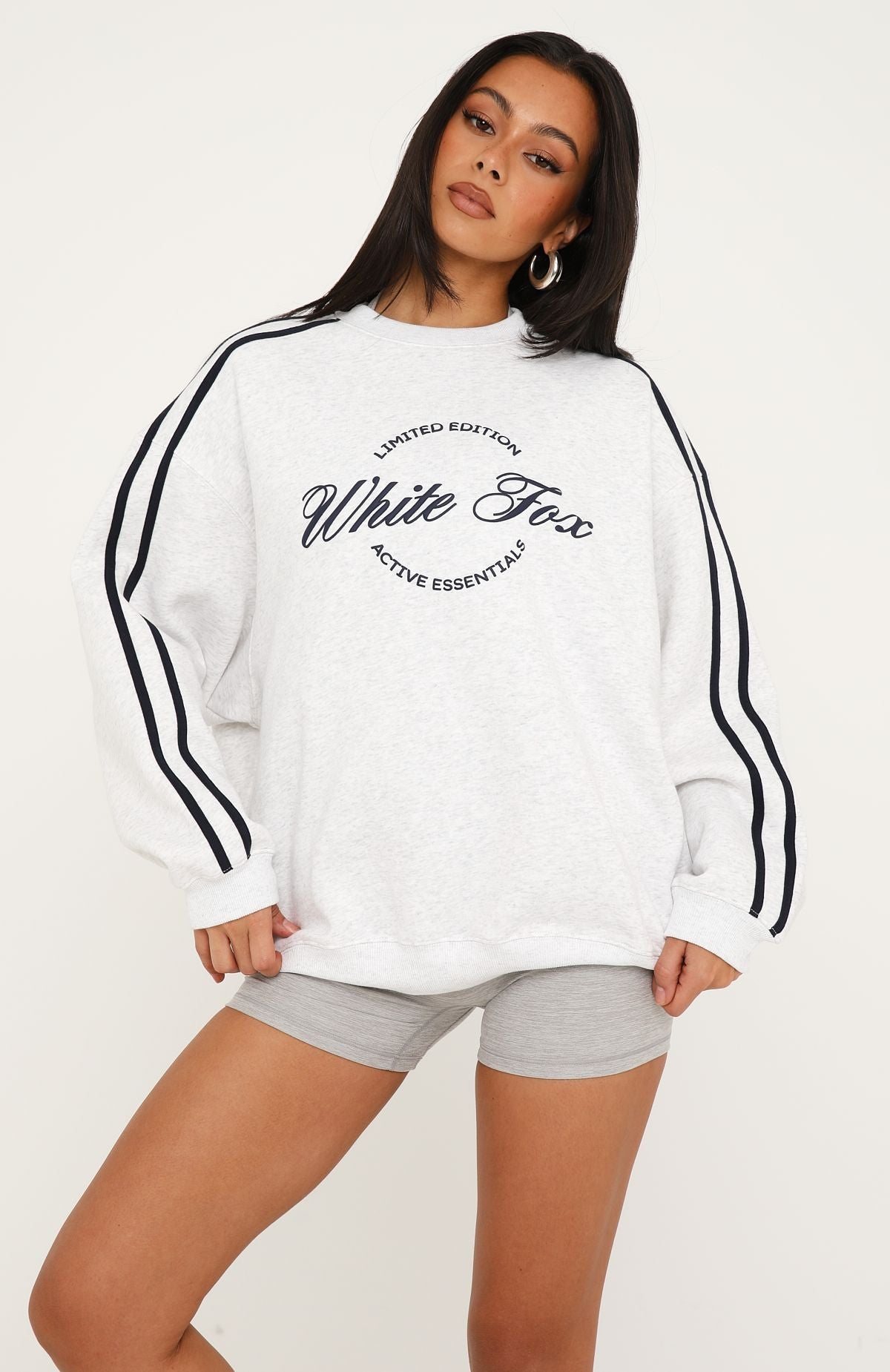 Trending Lights Are Shining Oversized Drop Shoulder Sweater Grey Marle