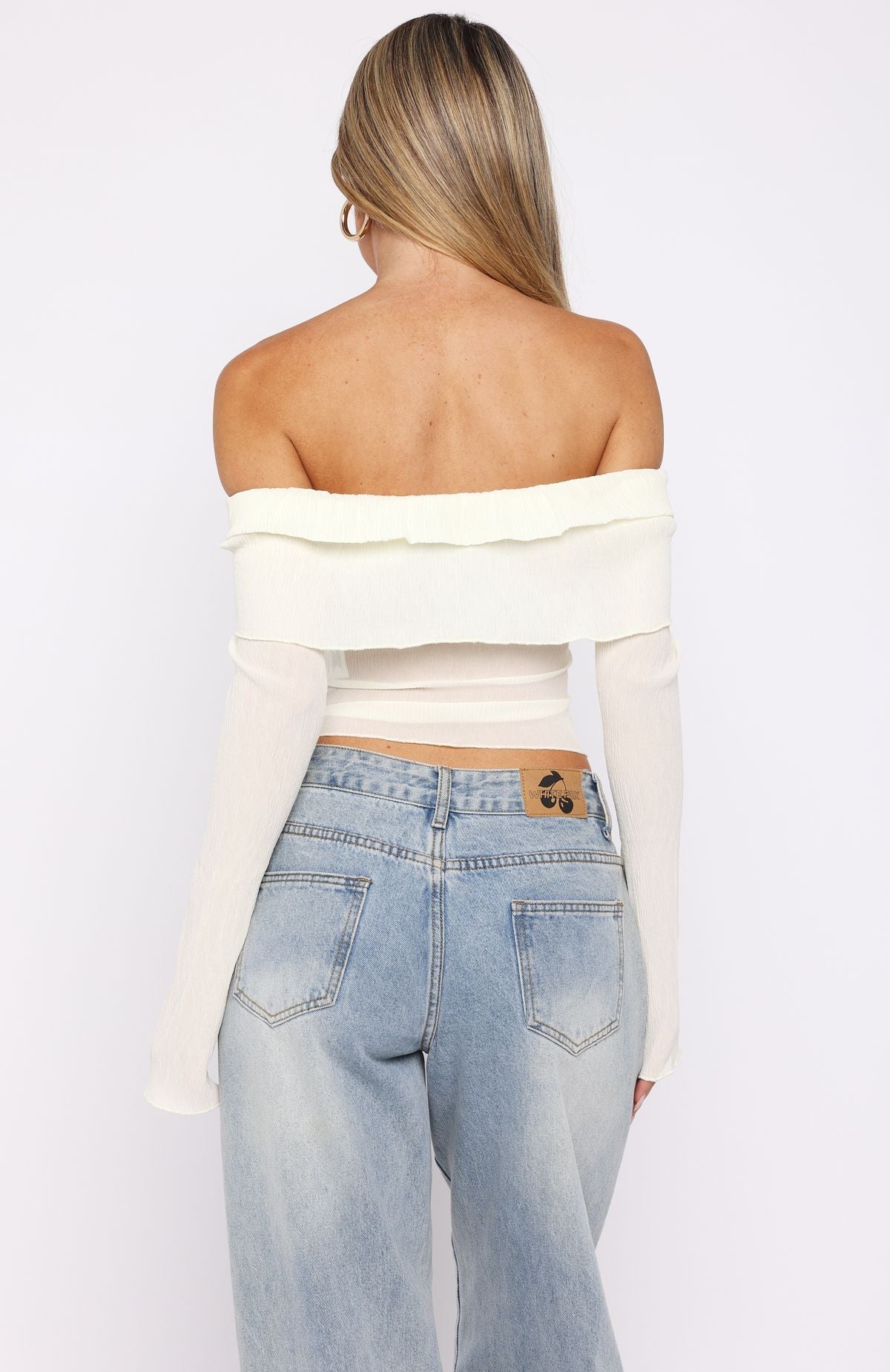 Trending Mood Forever Long Sleeve Off Shoulder Top Cream