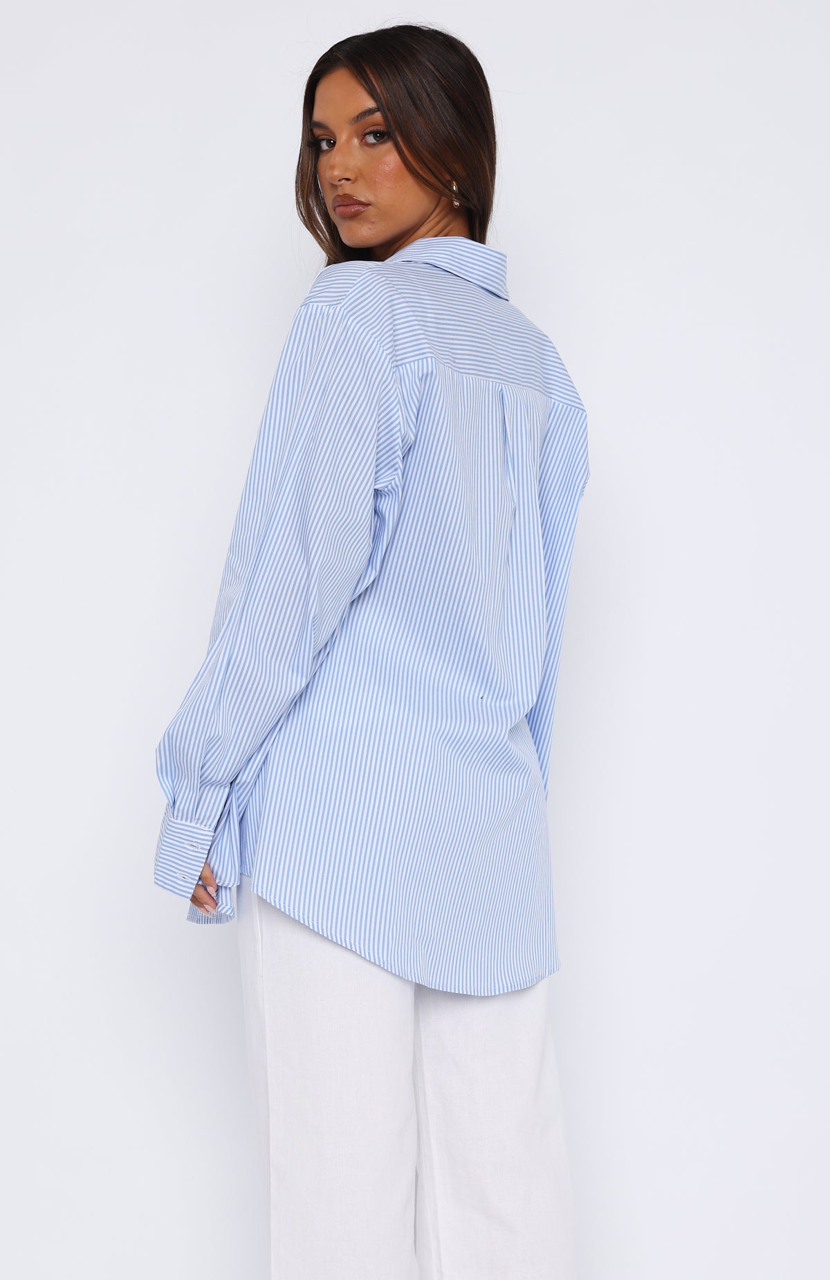Trending Always About Us Striped Button Up Shirt Light Blue