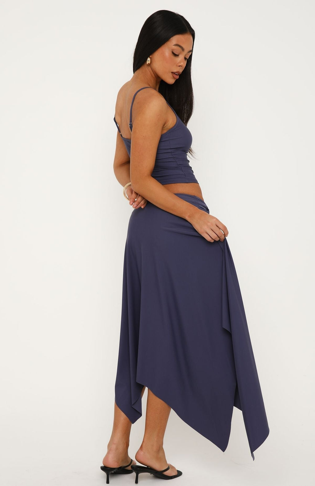 Trending Free All Night Midi Skirt Steel