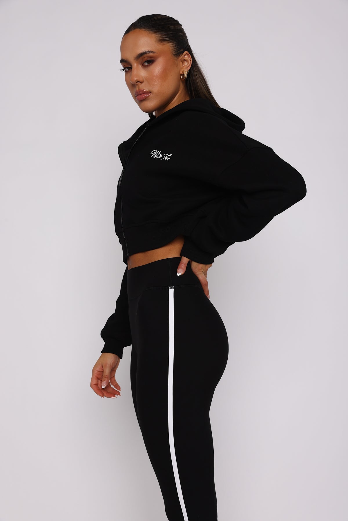 Trending Stepping Out Cropped Hoodie Black