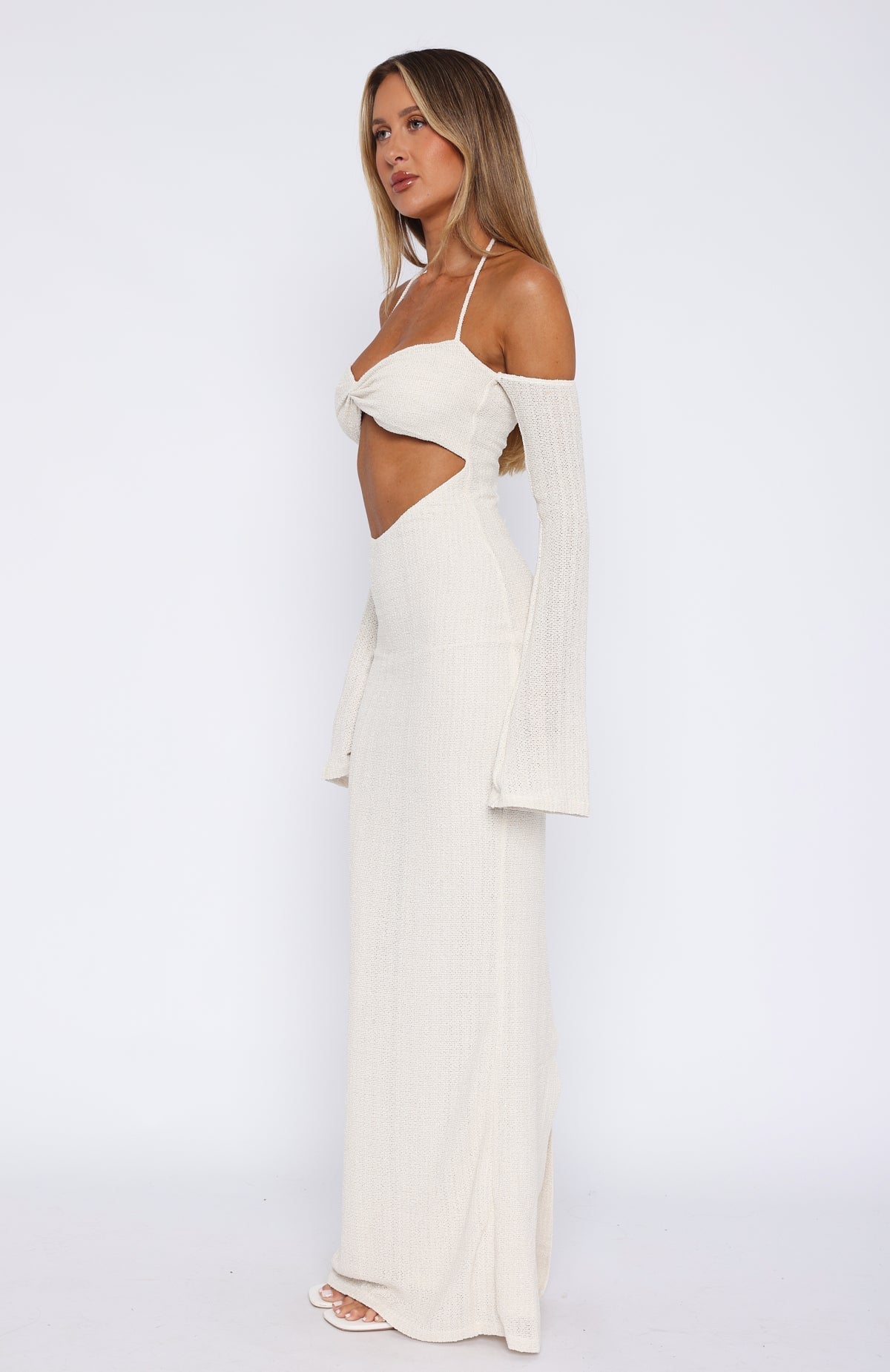 Trending To The Beach Long Sleeve Maxi Dress Cream
